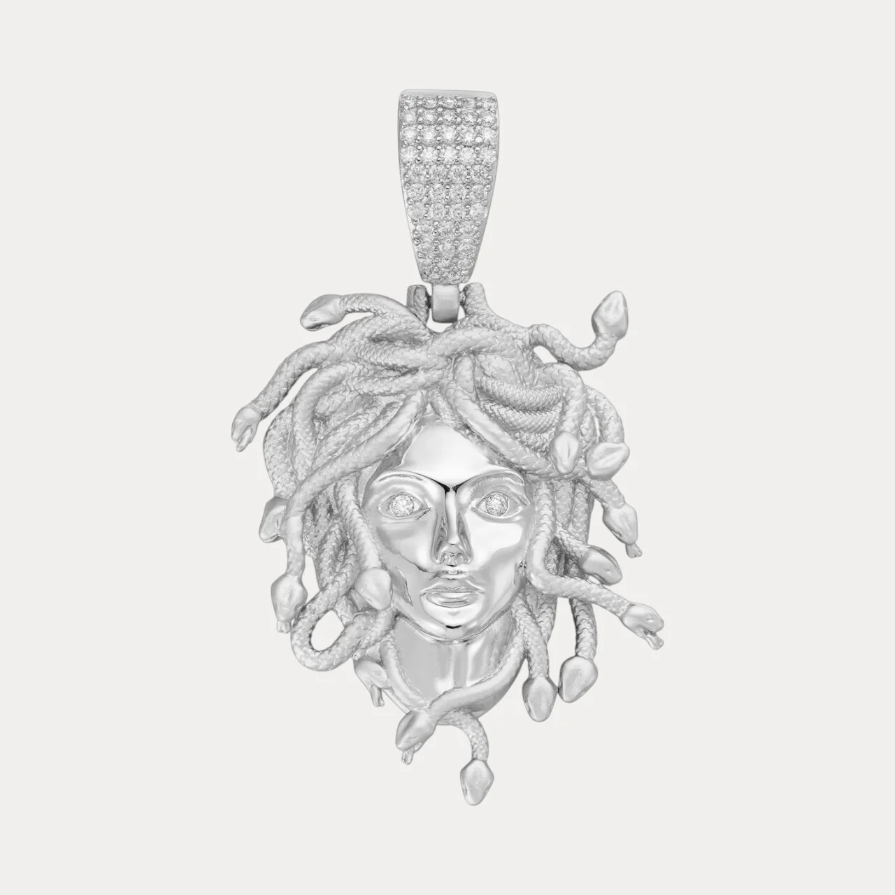 925 Sterling Silver Medusa Head Pendant With Moissanite - Medium