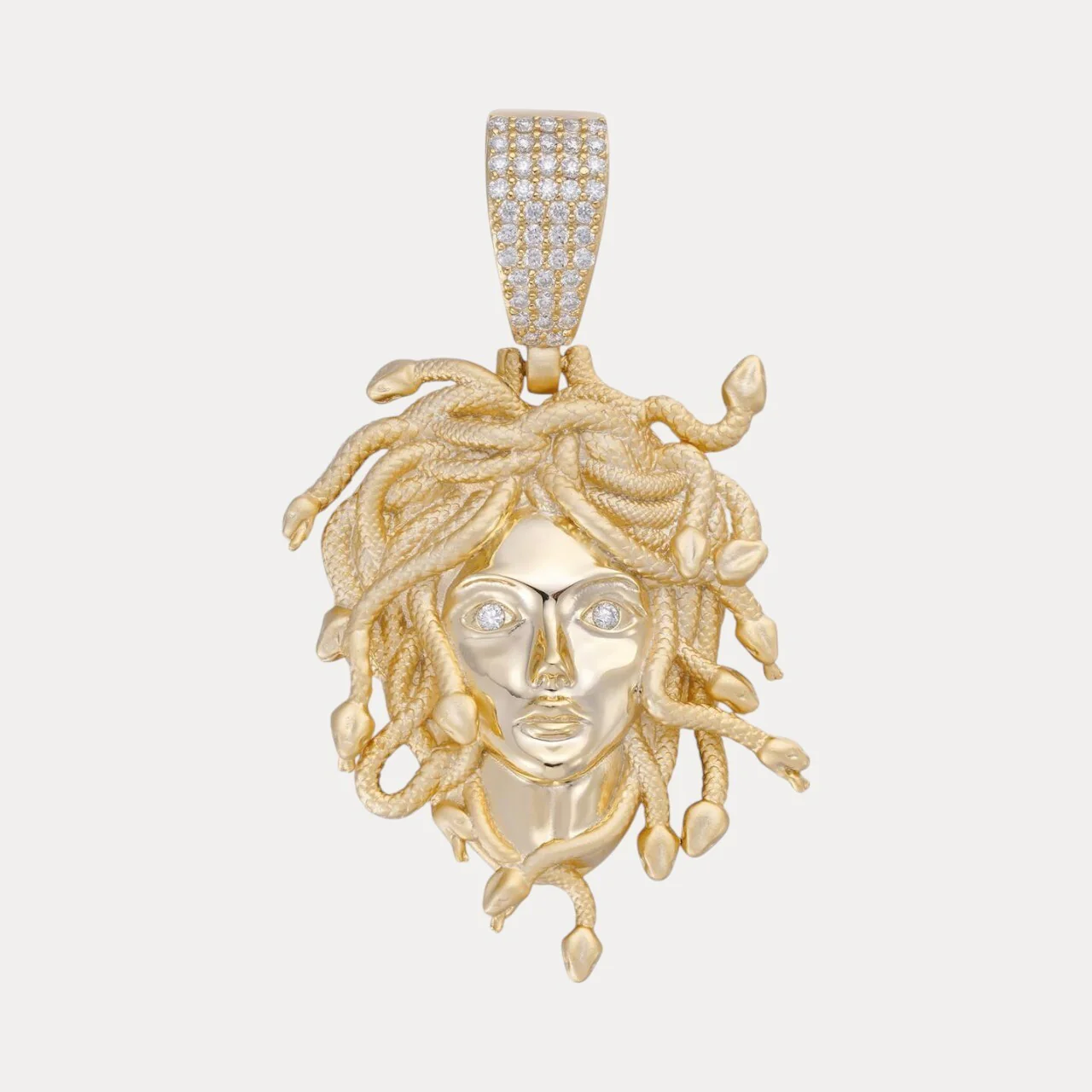 925 Sterling Silver Medusa Head Pendant With Moissanite - Medium - Image 2