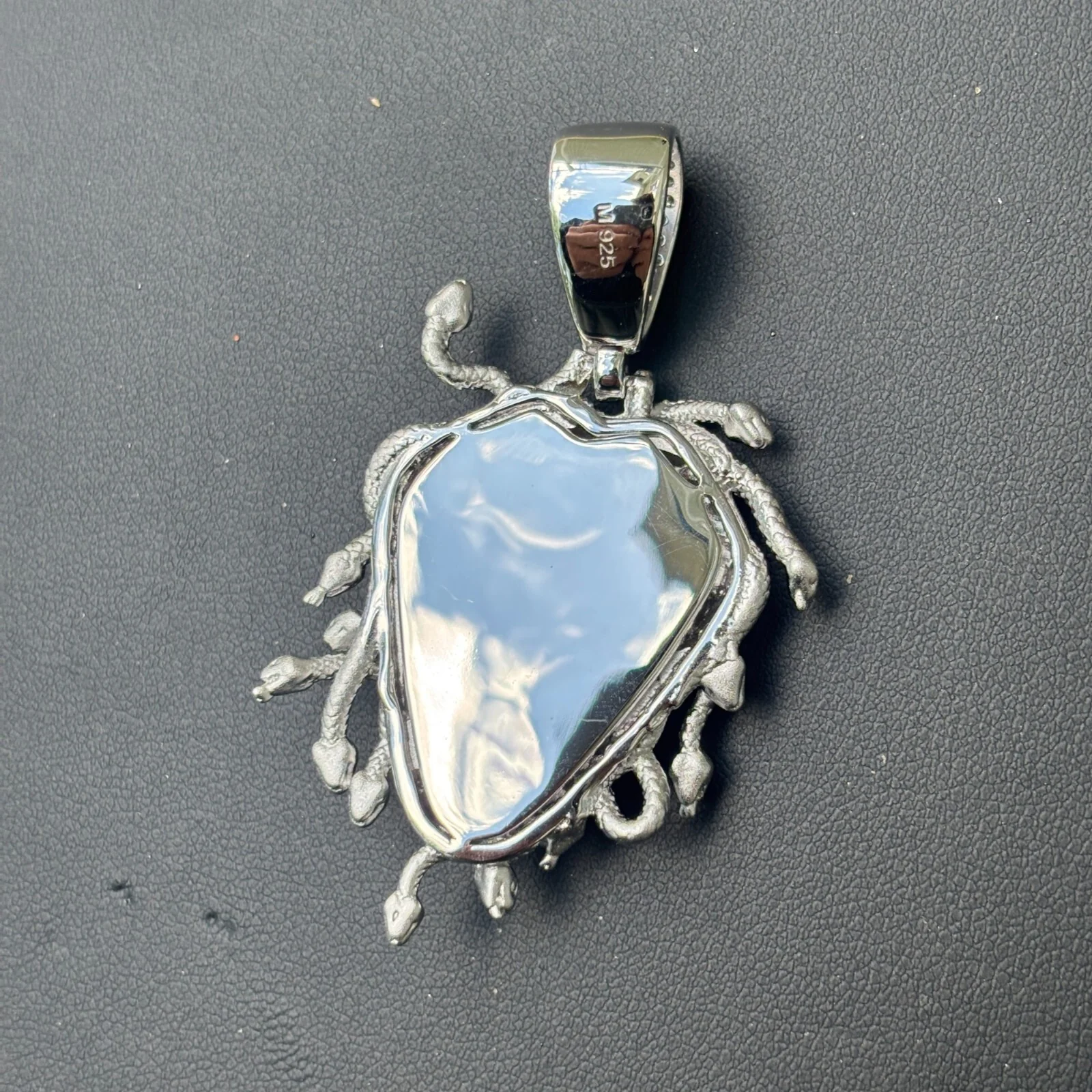 925 Sterling Silver Medusa Head Pendant With Moissanite - Medium - Image 6