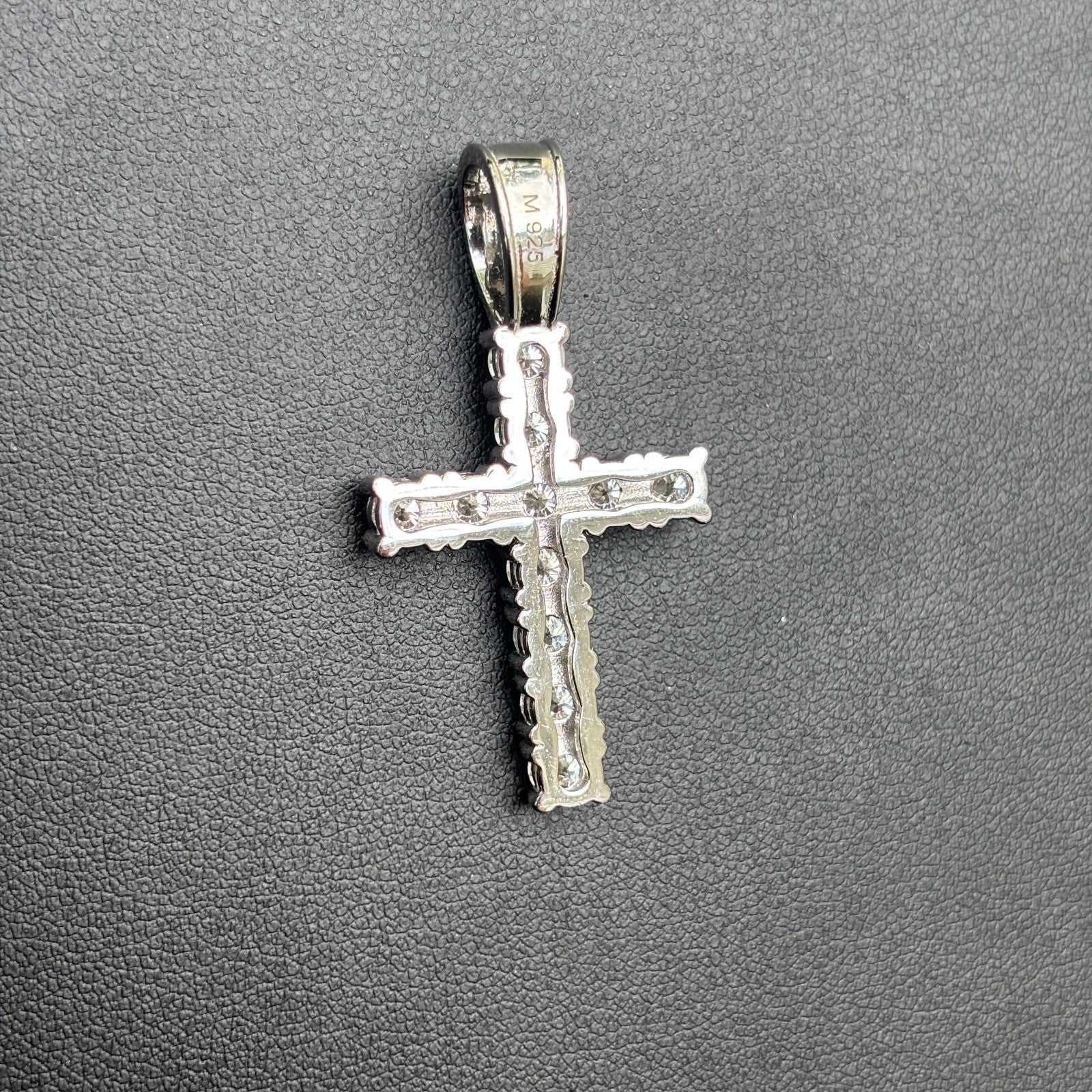 925 Sterling Silver Small Tennis Cross Pendant With Moissanite - Medium - Image 11