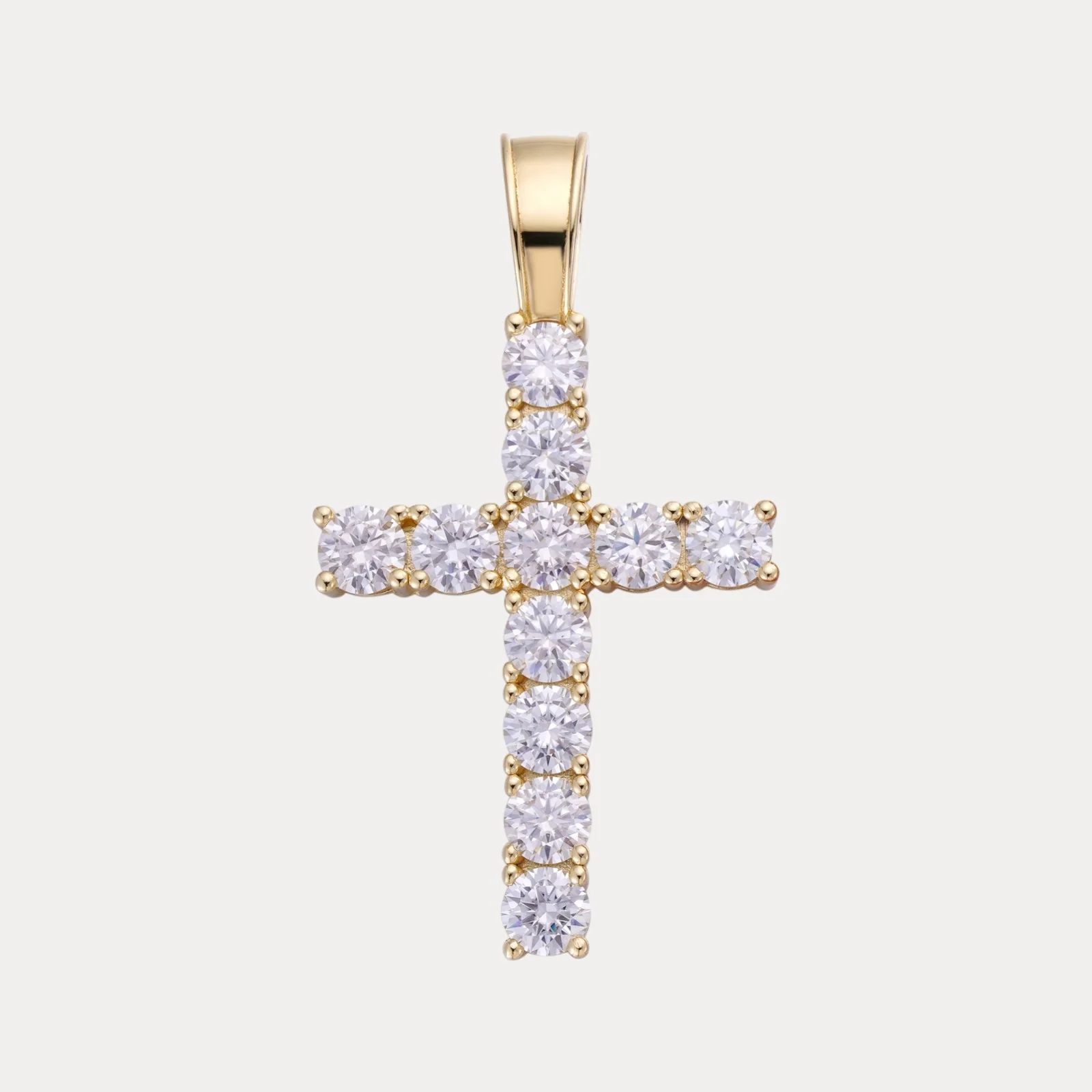925 Sterling Silver Small Tennis Cross Pendant With Moissanite - Medium - Image 2