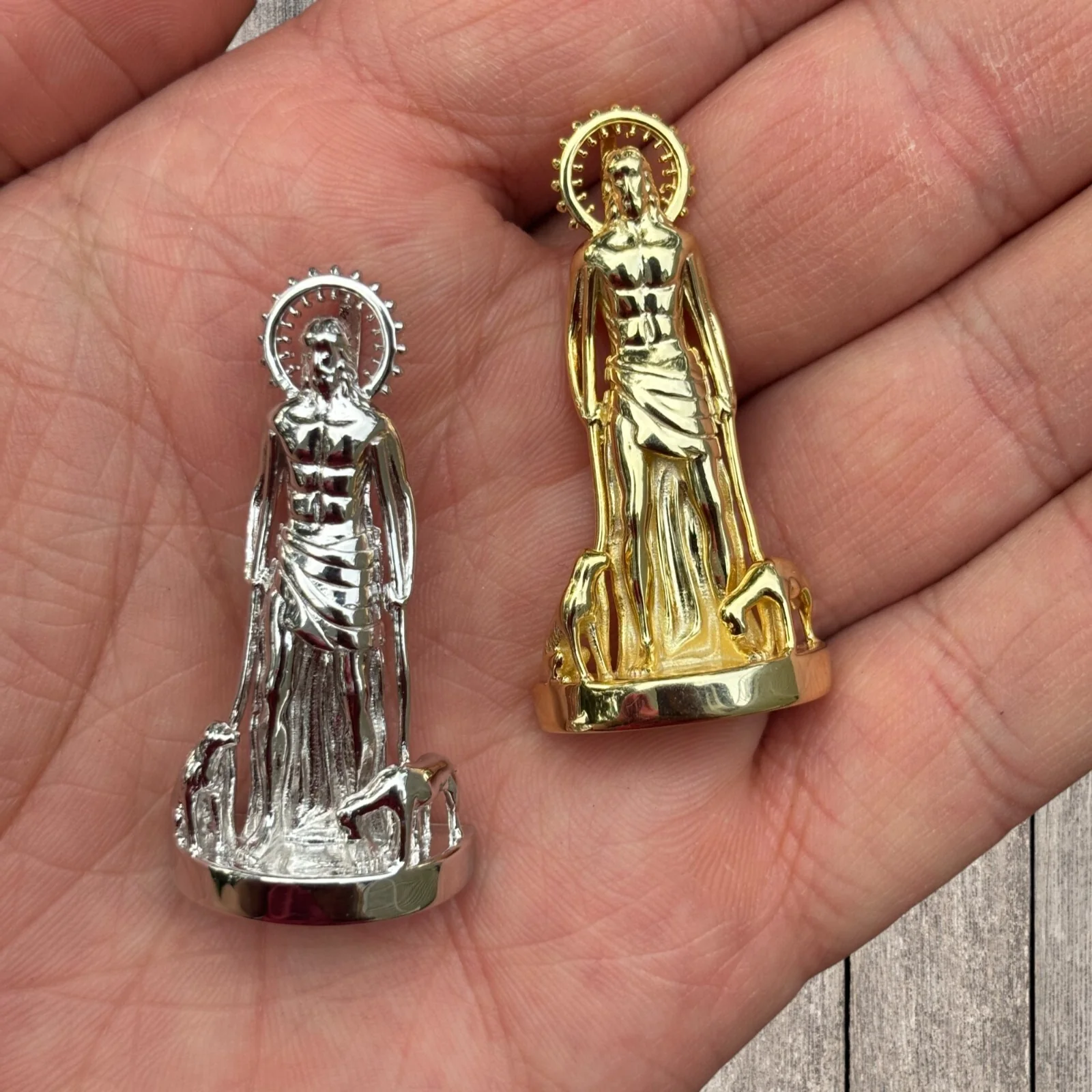 925 Sterling Silver St Lazarus San Lazaro Pendant - Medium - Image 3