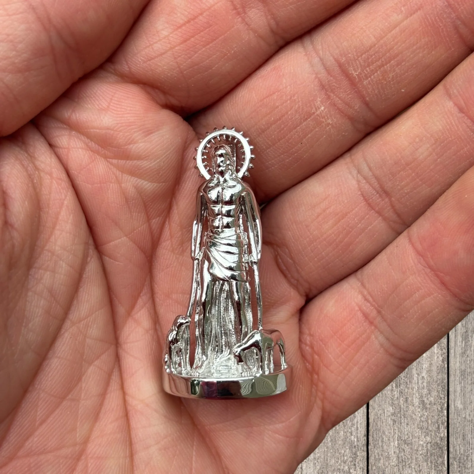 925 Sterling Silver St Lazarus San Lazaro Pendant - Medium - Image 5