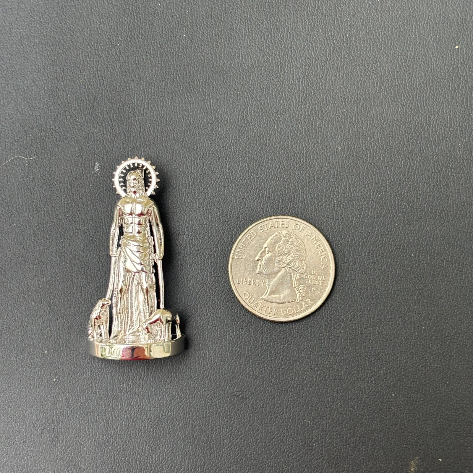 925 Sterling Silver St Lazarus San Lazaro Pendant - Medium - Image 6