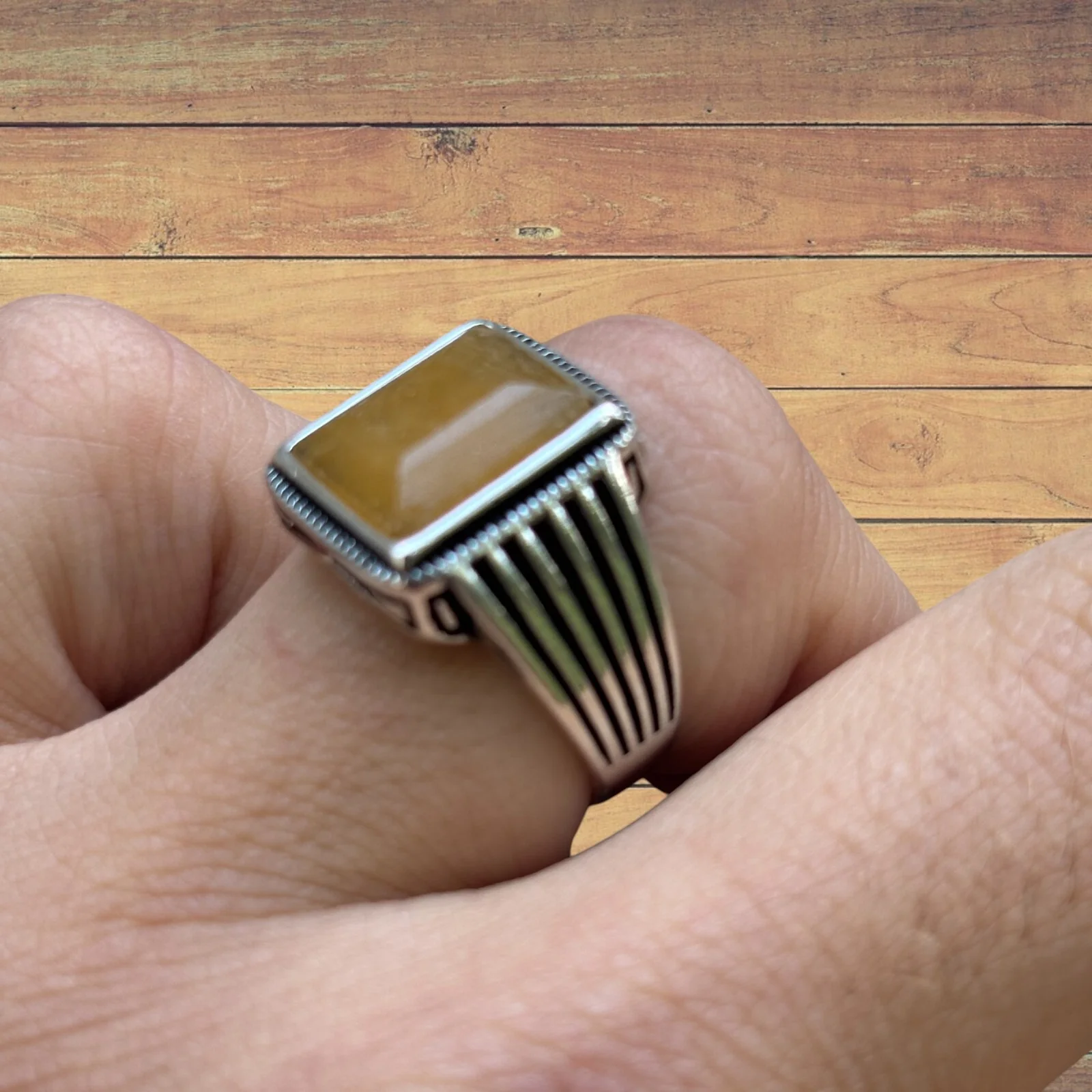 925 Sterling Silver Yellow Sapphire Ring - Image 6