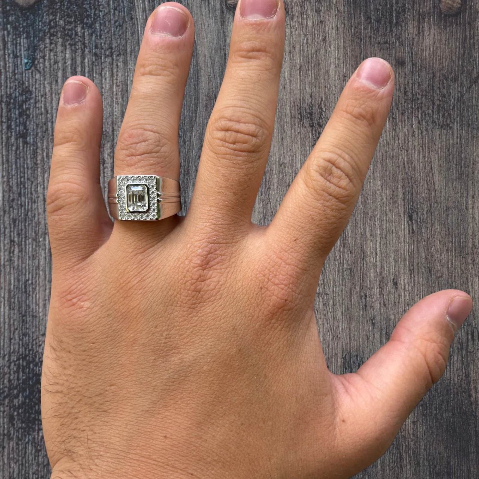 925 Sterling Silver Emerald Cut Ring With Moissanite - Image 7