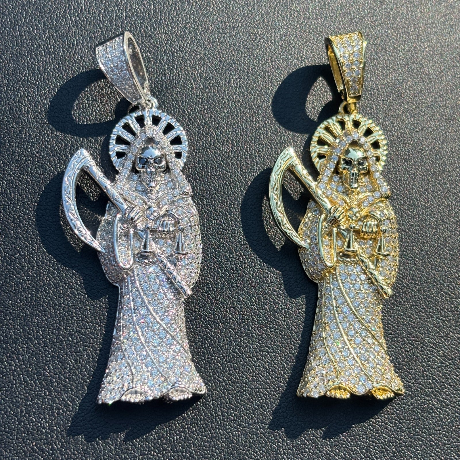 925 Sterling Silver Grim Reaper Pendant With Moissanite - Image 3