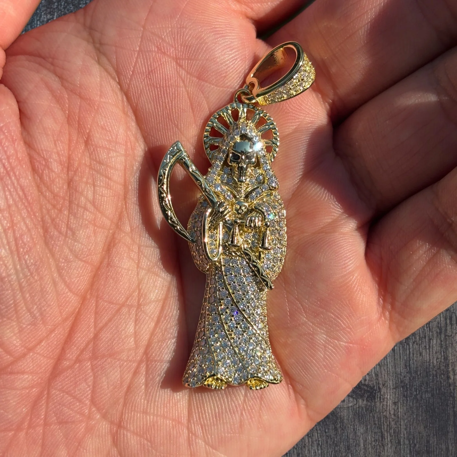 925 Sterling Silver Grim Reaper Pendant With Moissanite - Image 6