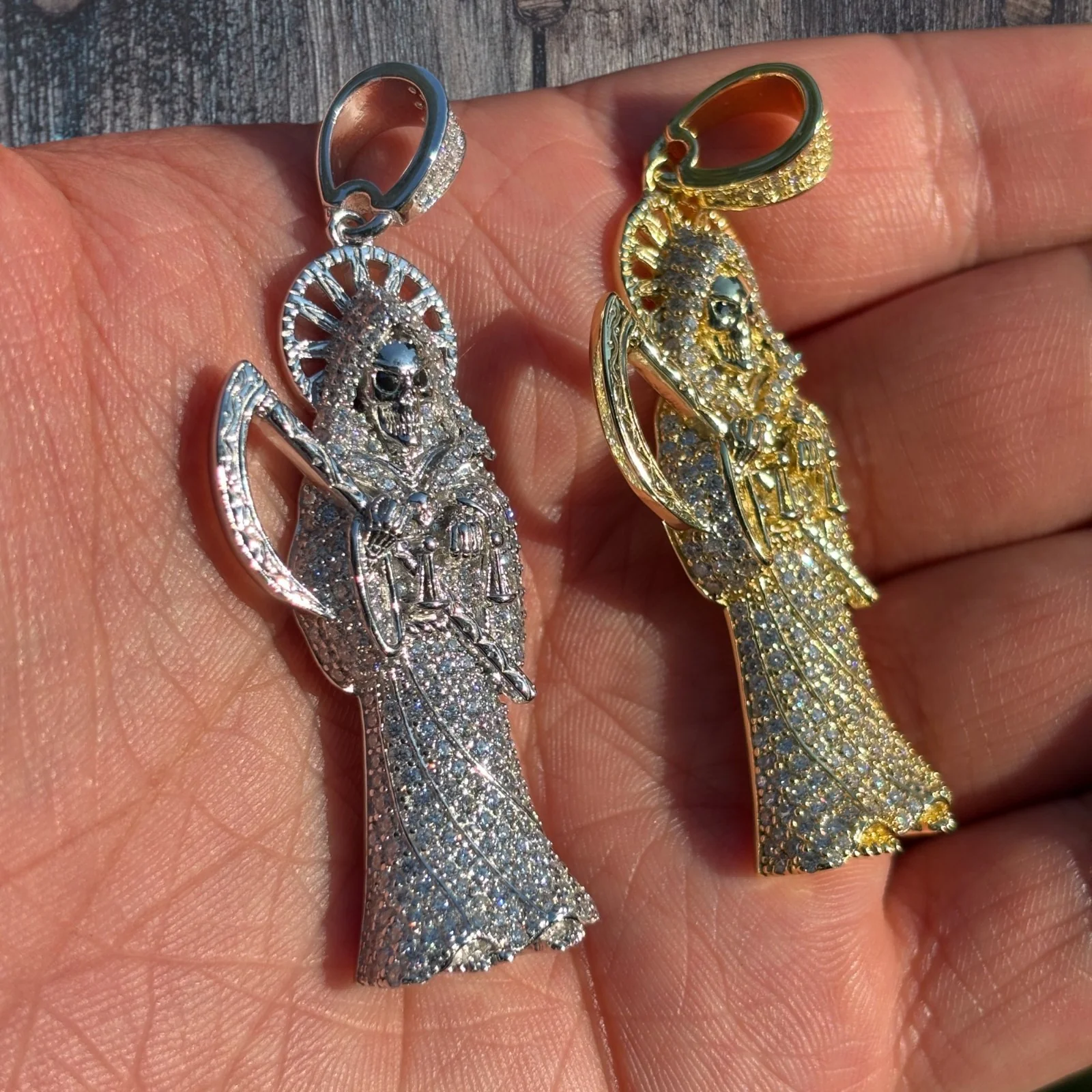 925 Sterling Silver Grim Reaper Pendant With Moissanite - Image 7