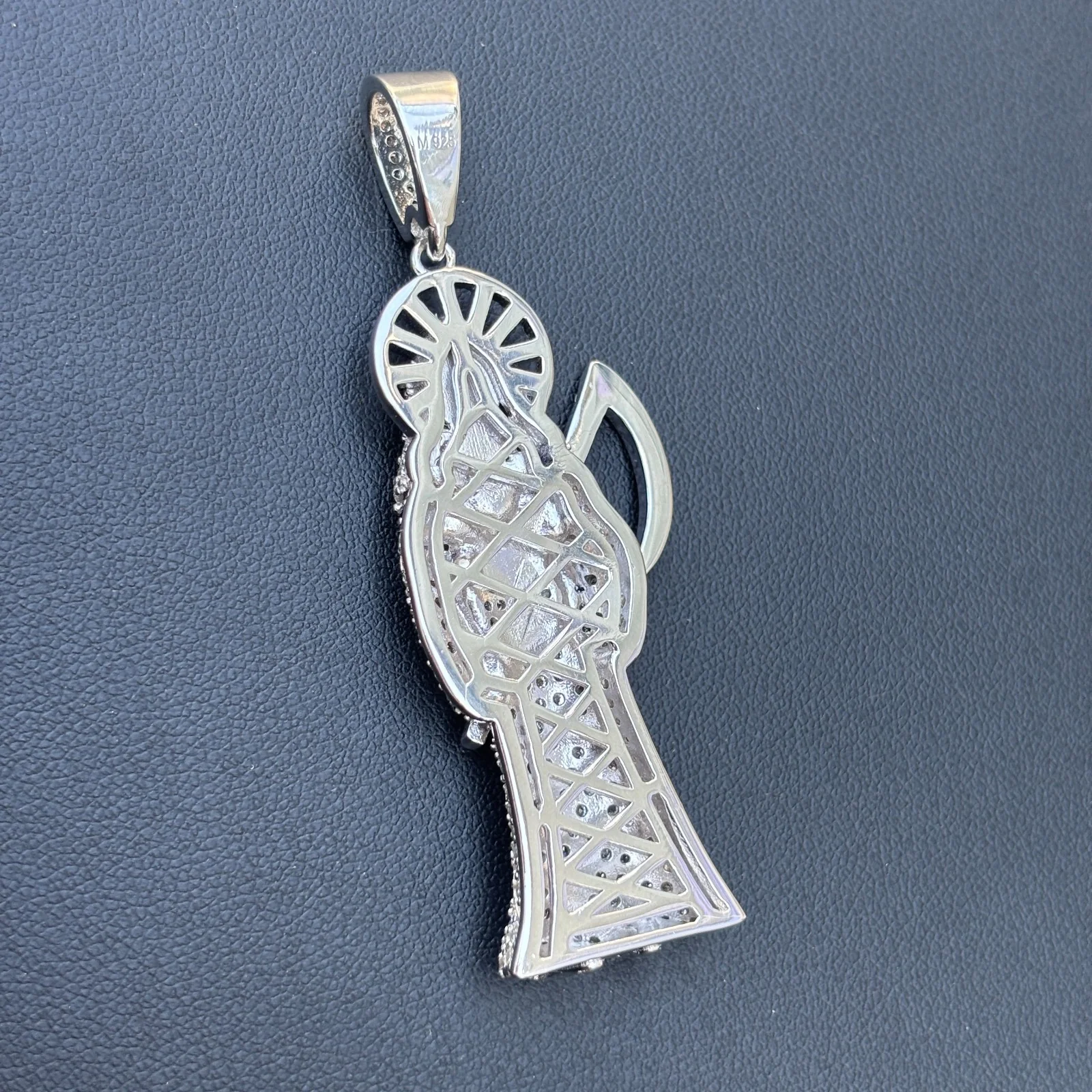 925 Sterling Silver Grim Reaper Pendant With Moissanite - Image 9