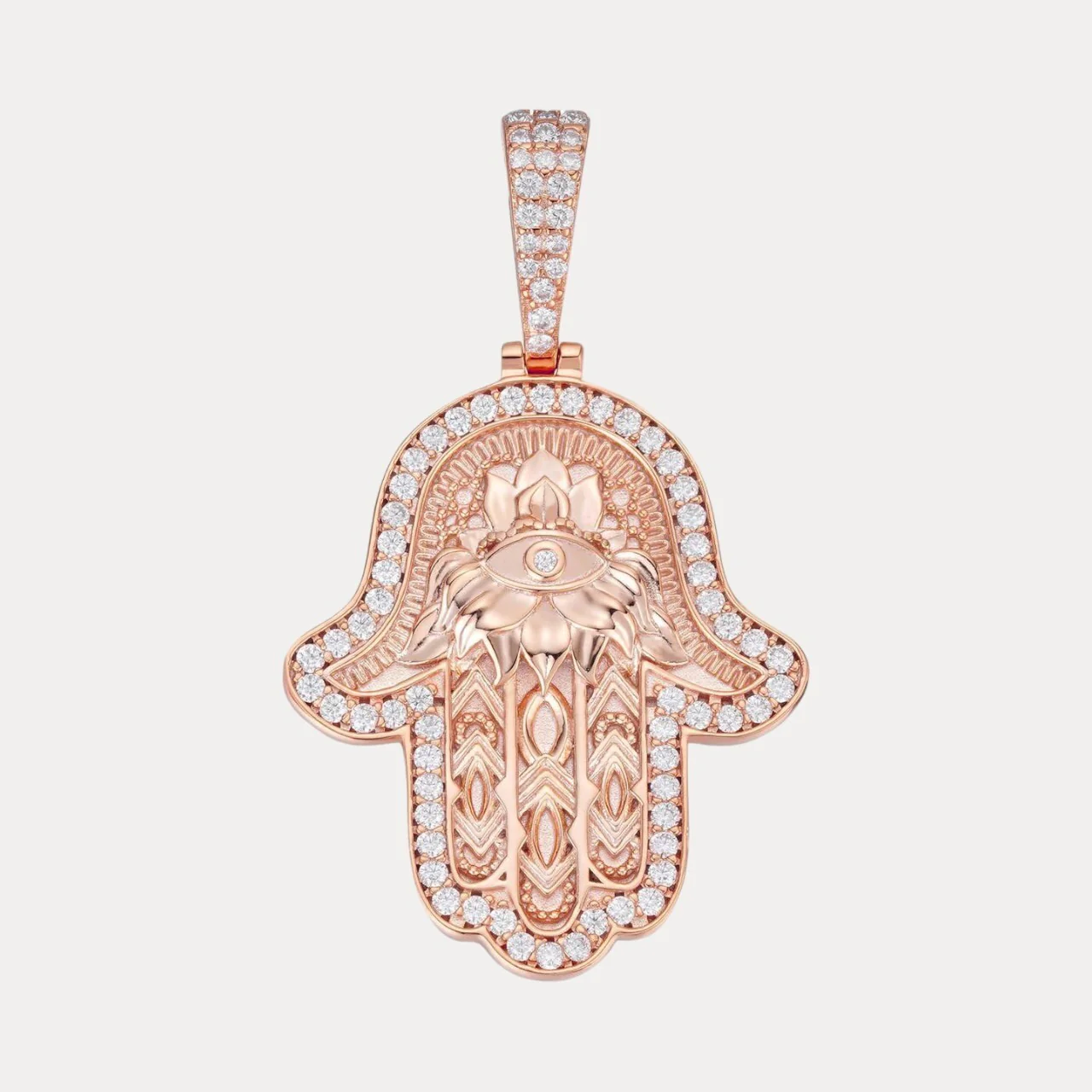 925 Sterling Silver Hamsa Hand Pendant With Moissanite - Medium - Image 2