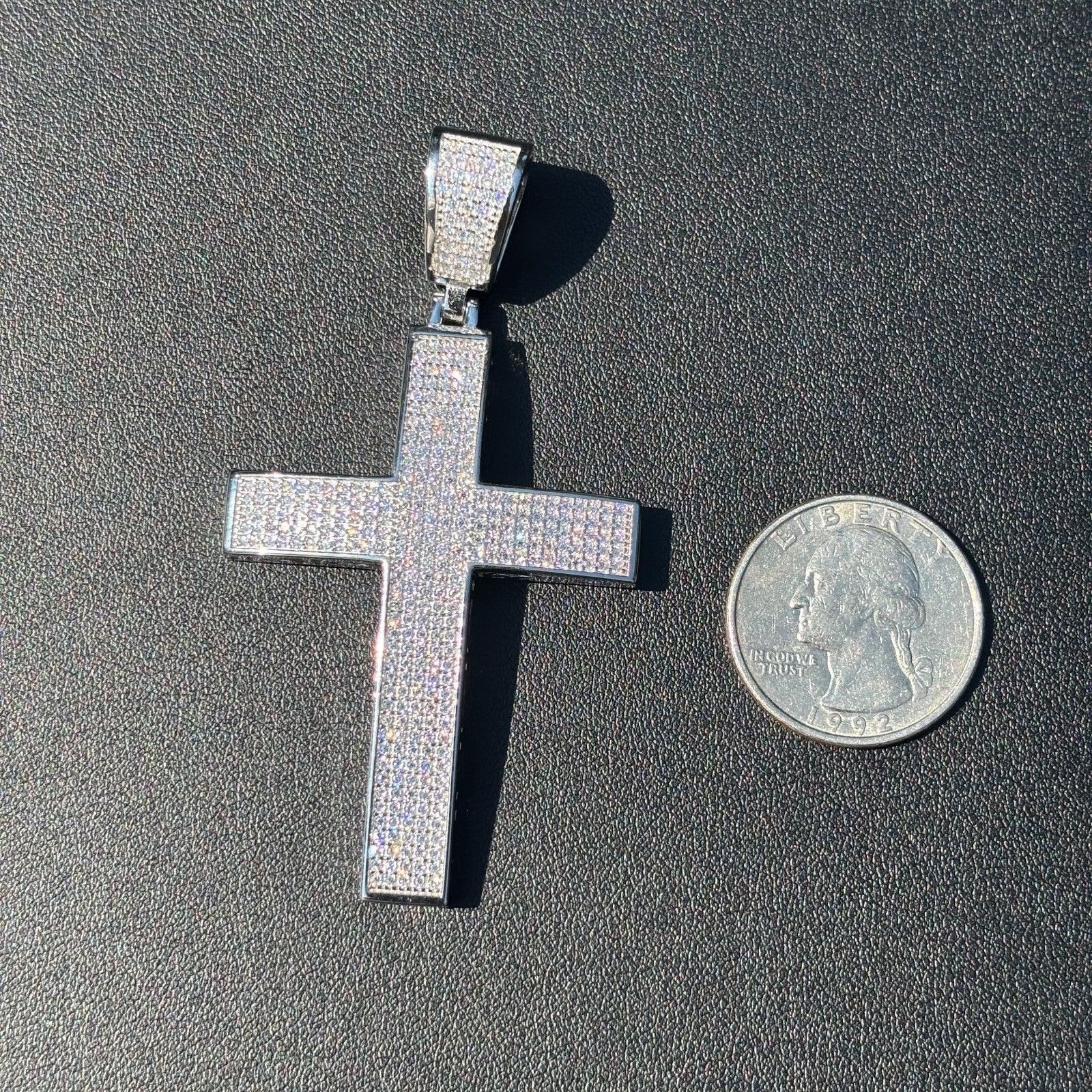 925 Sterling Silver Iced Out Cross Pendant With Moissanite - Image 10
