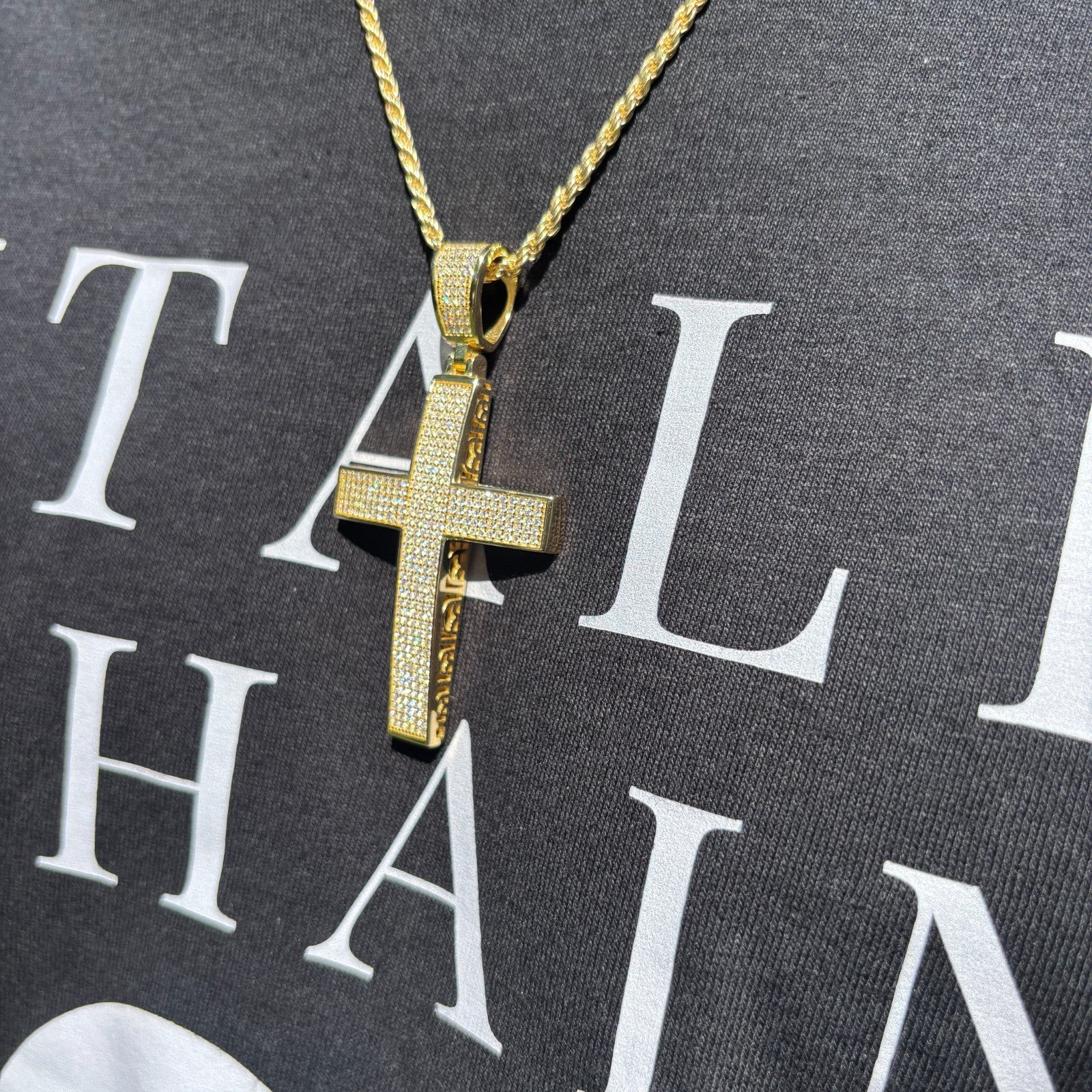925 Sterling Silver Iced Out Cross Pendant With Moissanite - Image 11
