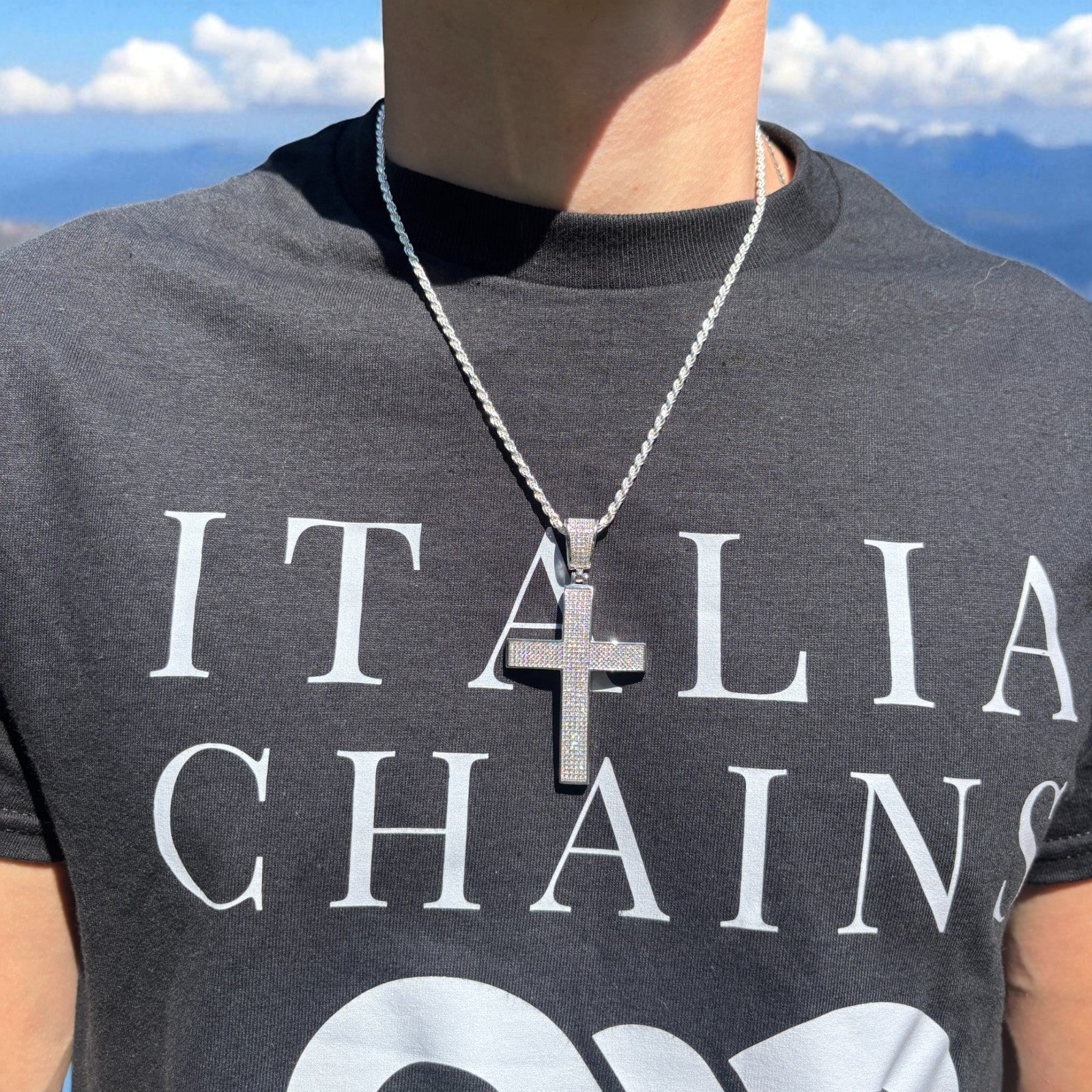925 Sterling Silver Iced Out Cross Pendant With Moissanite - Image 14