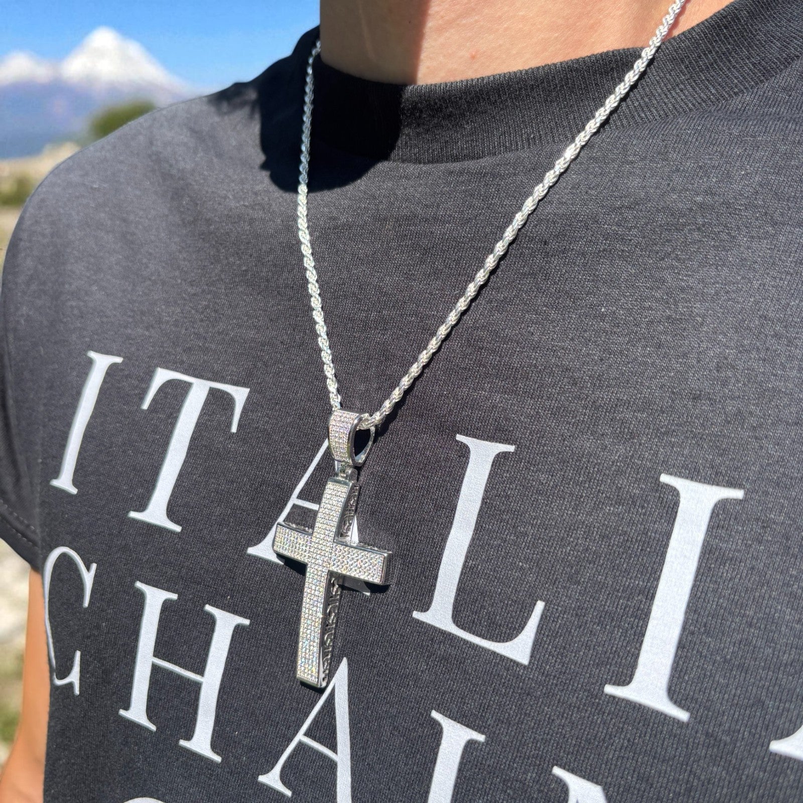 925 Sterling Silver Iced Out Cross Pendant With Moissanite - Image 15
