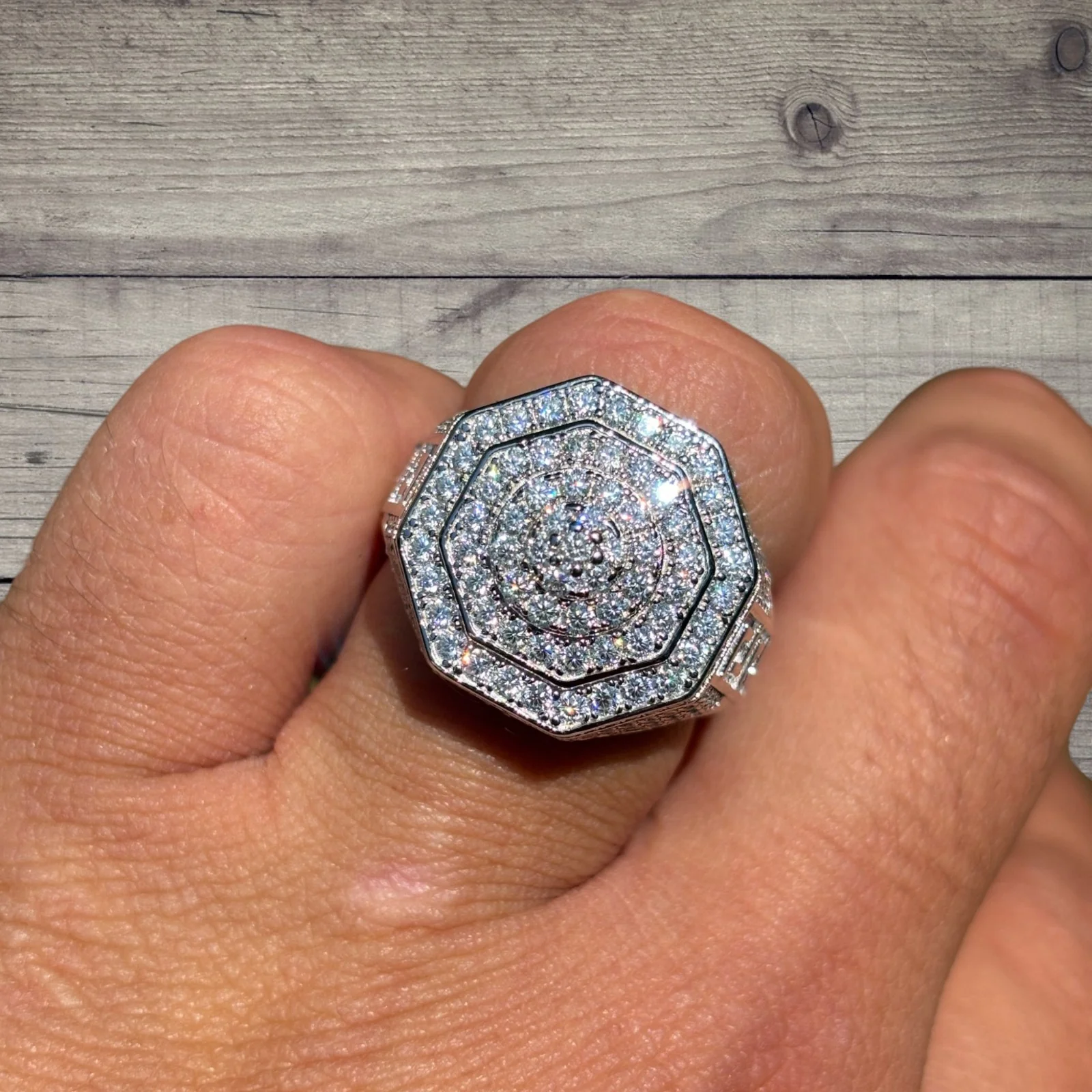 925 Sterling Silver Moissanite Octagon Shaped Ring - Image 4