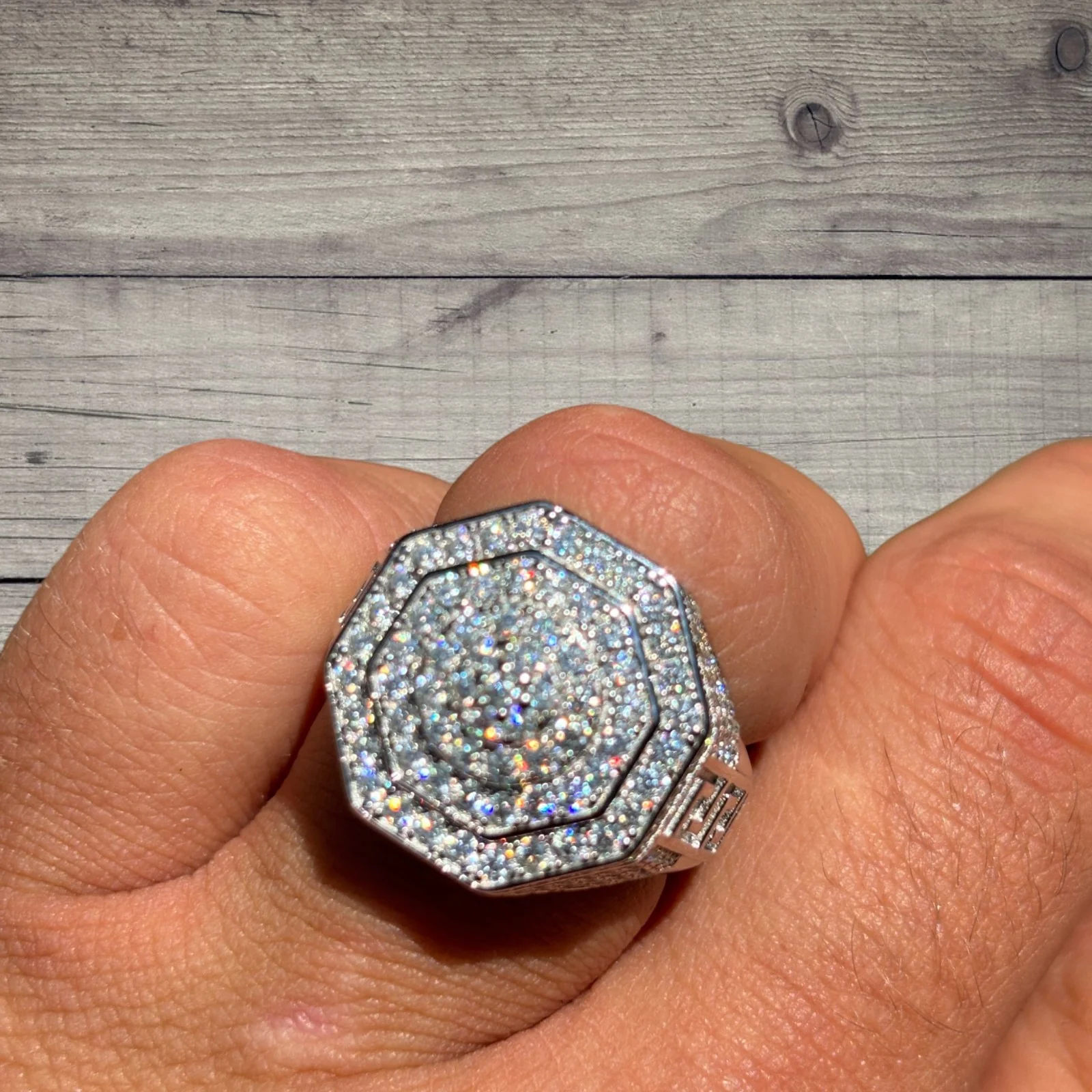 925 Sterling Silver Moissanite Octagon Shaped Ring - Image 7