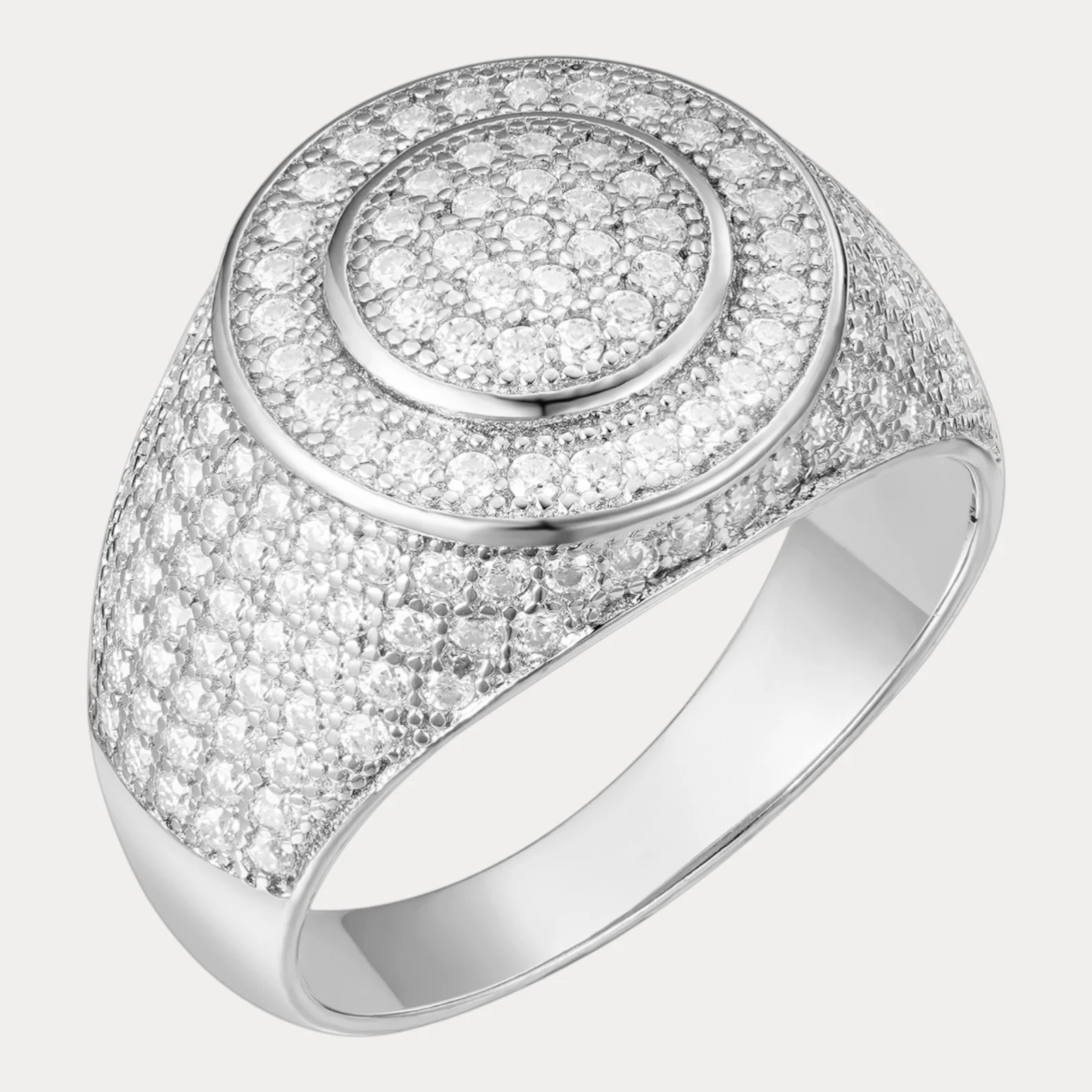 925 Sterling Silver Moissanite Iced Out Round Shaped Ring