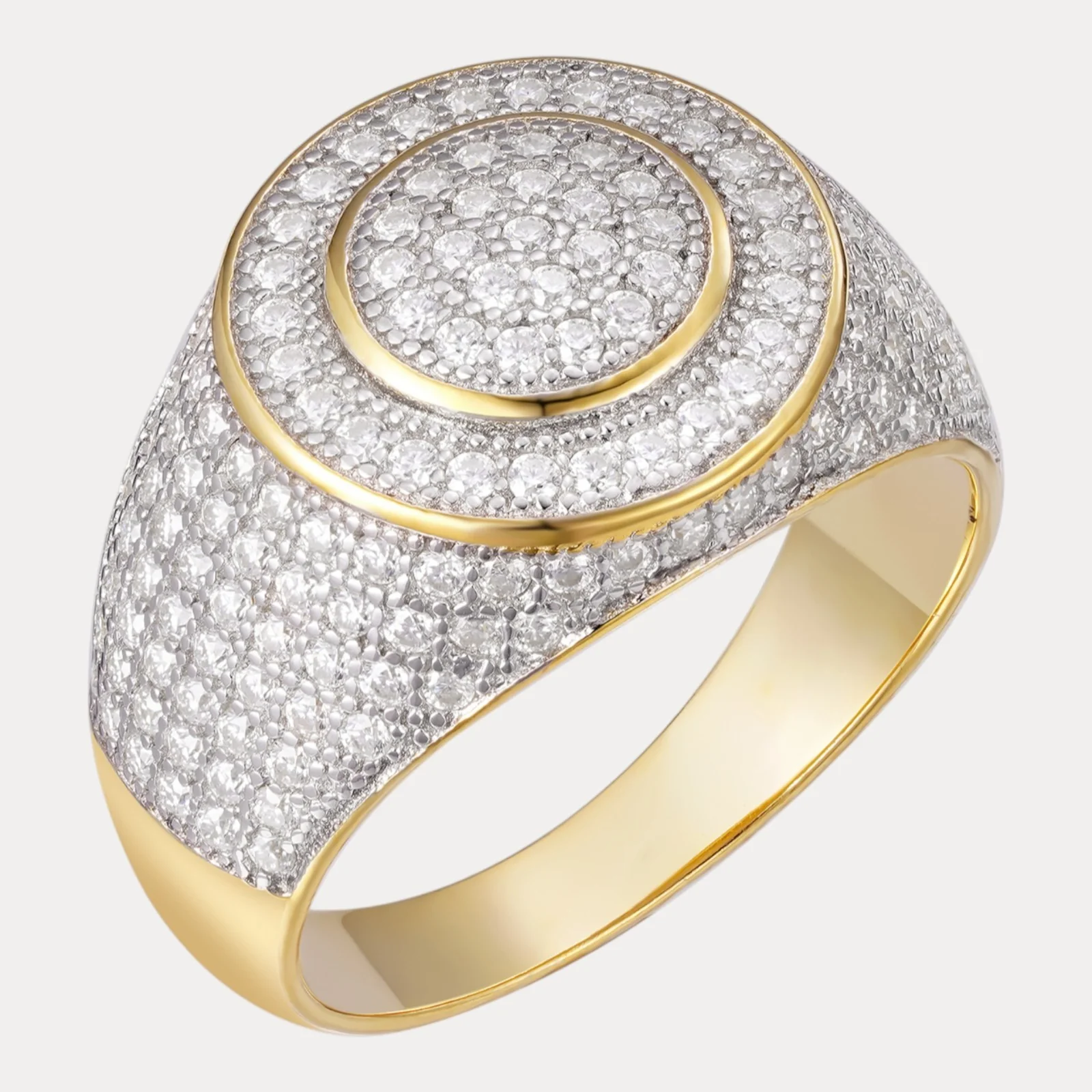 925 Sterling Silver Moissanite Iced Out Round Shaped Ring - Image 2