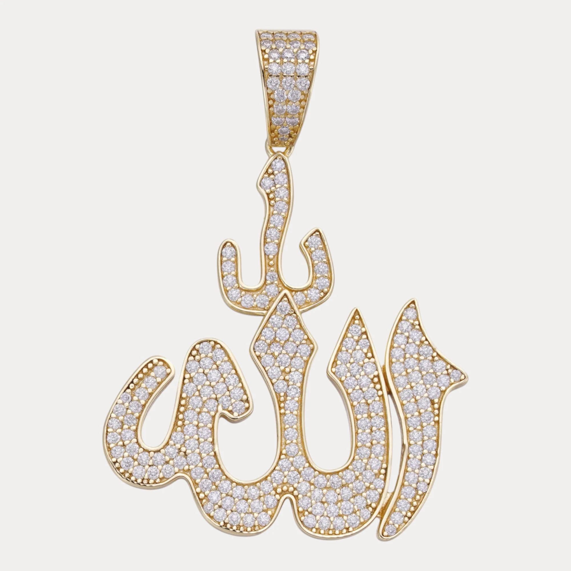 925 Sterling Silver Allah Pendant With Moissanite - Image 2