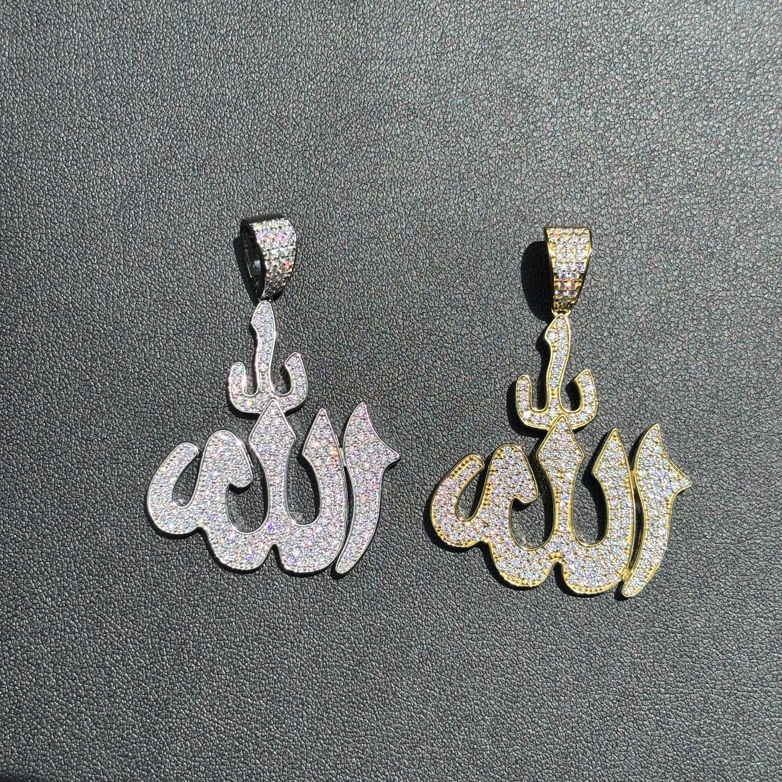 925 Sterling Silver Allah Pendant With Moissanite - Image 3