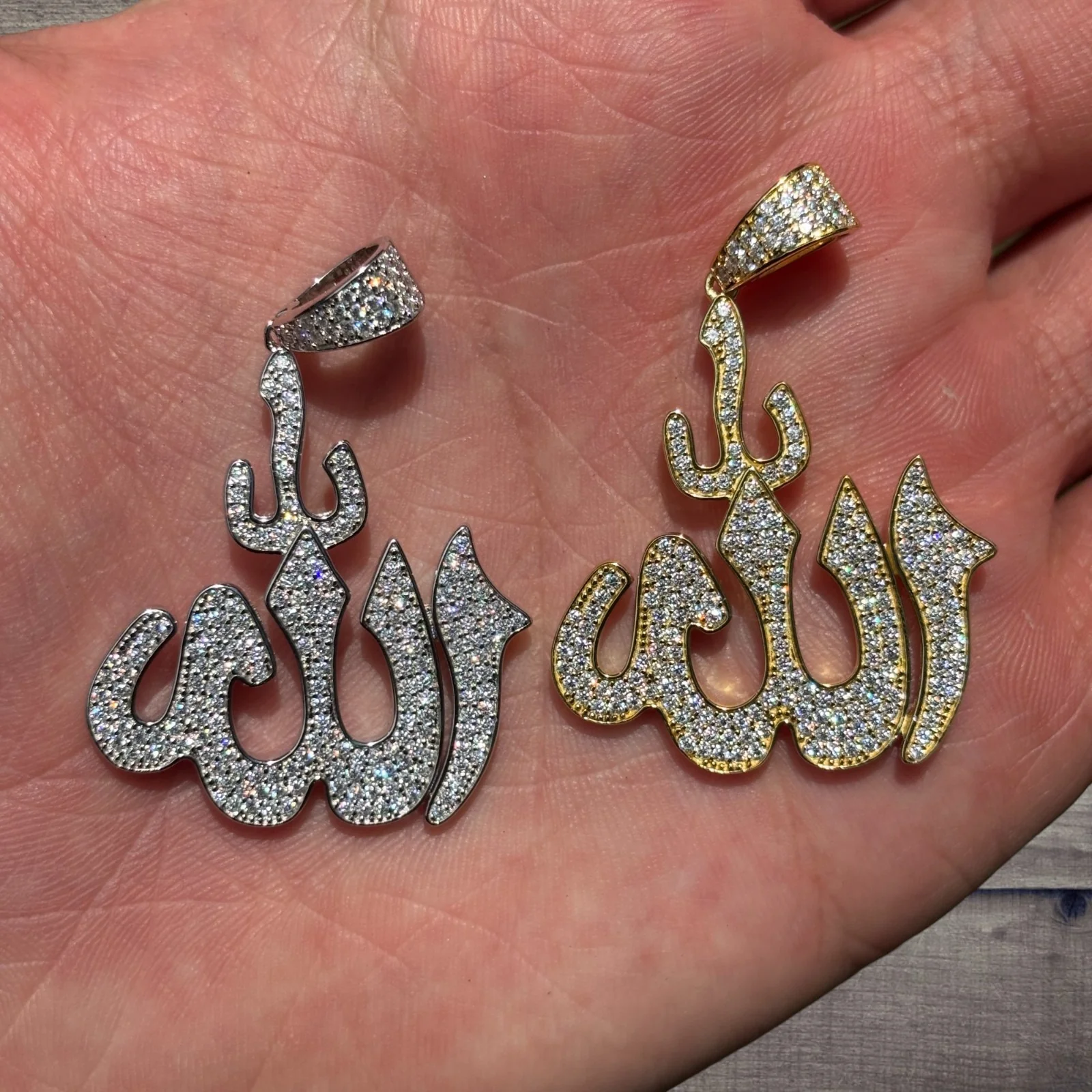 925 Sterling Silver Allah Pendant With Moissanite - Image 4