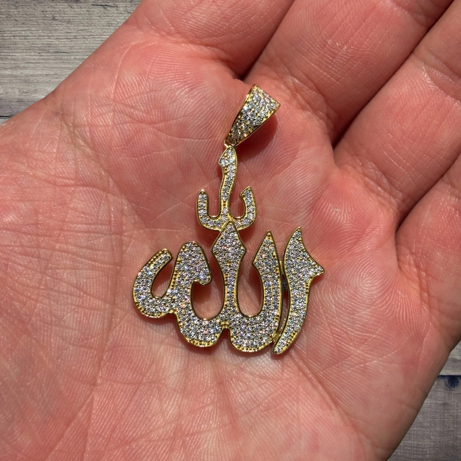 925 Sterling Silver Allah Pendant With Moissanite - Image 7