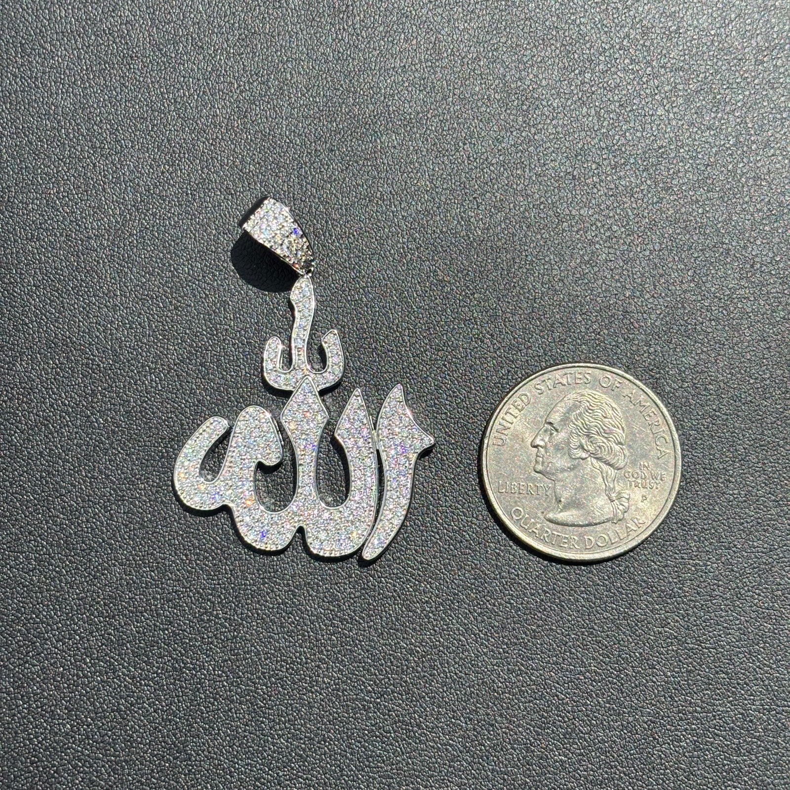 925 Sterling Silver Allah Pendant With Moissanite - Image 8