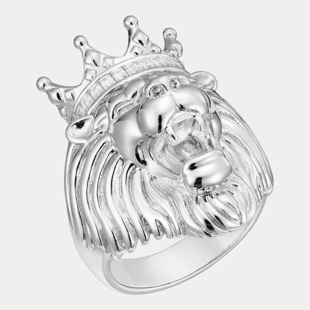 925 Sterling Silver King Lion Ring With Moissanite