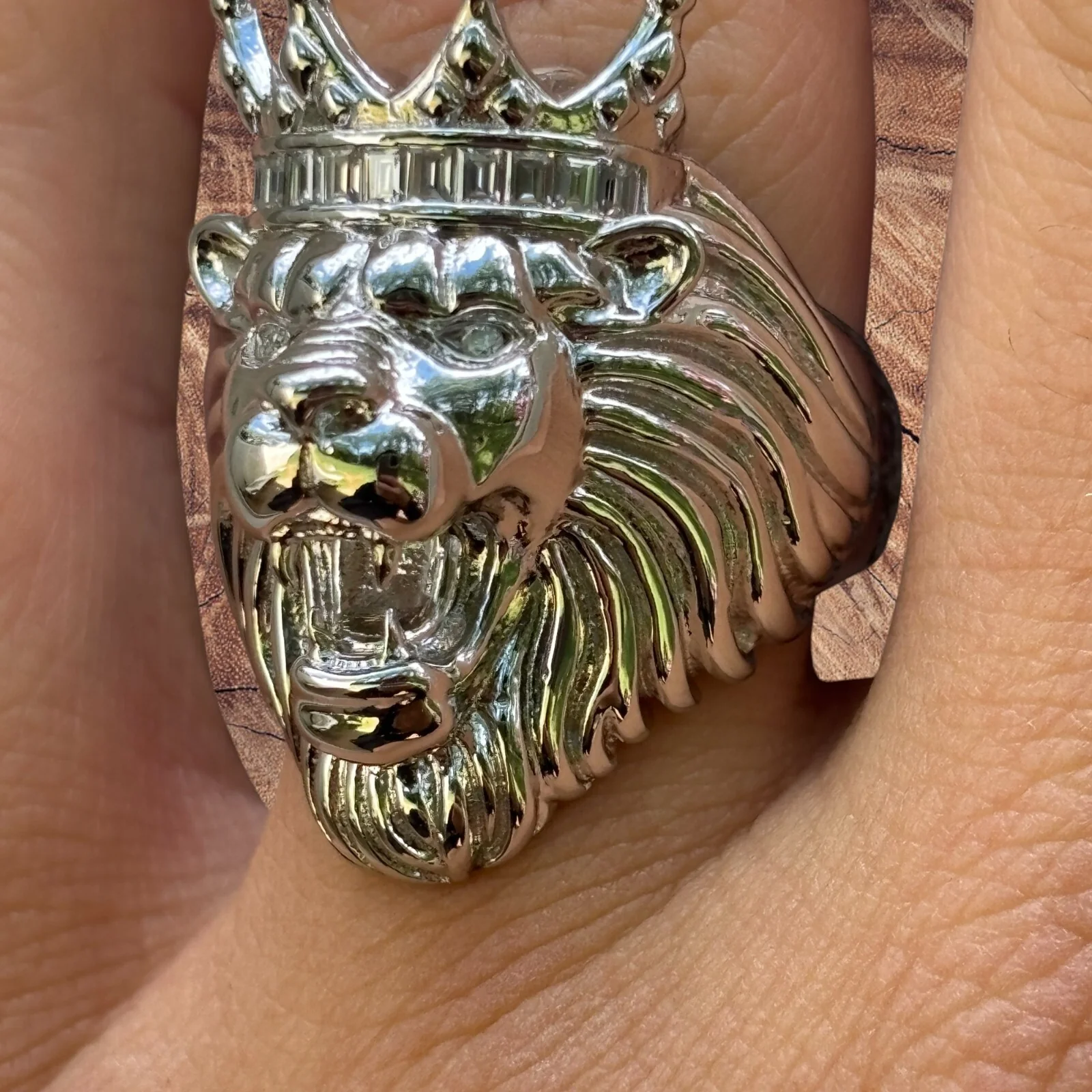925 Sterling Silver King Lion Ring With Moissanite - Image 10