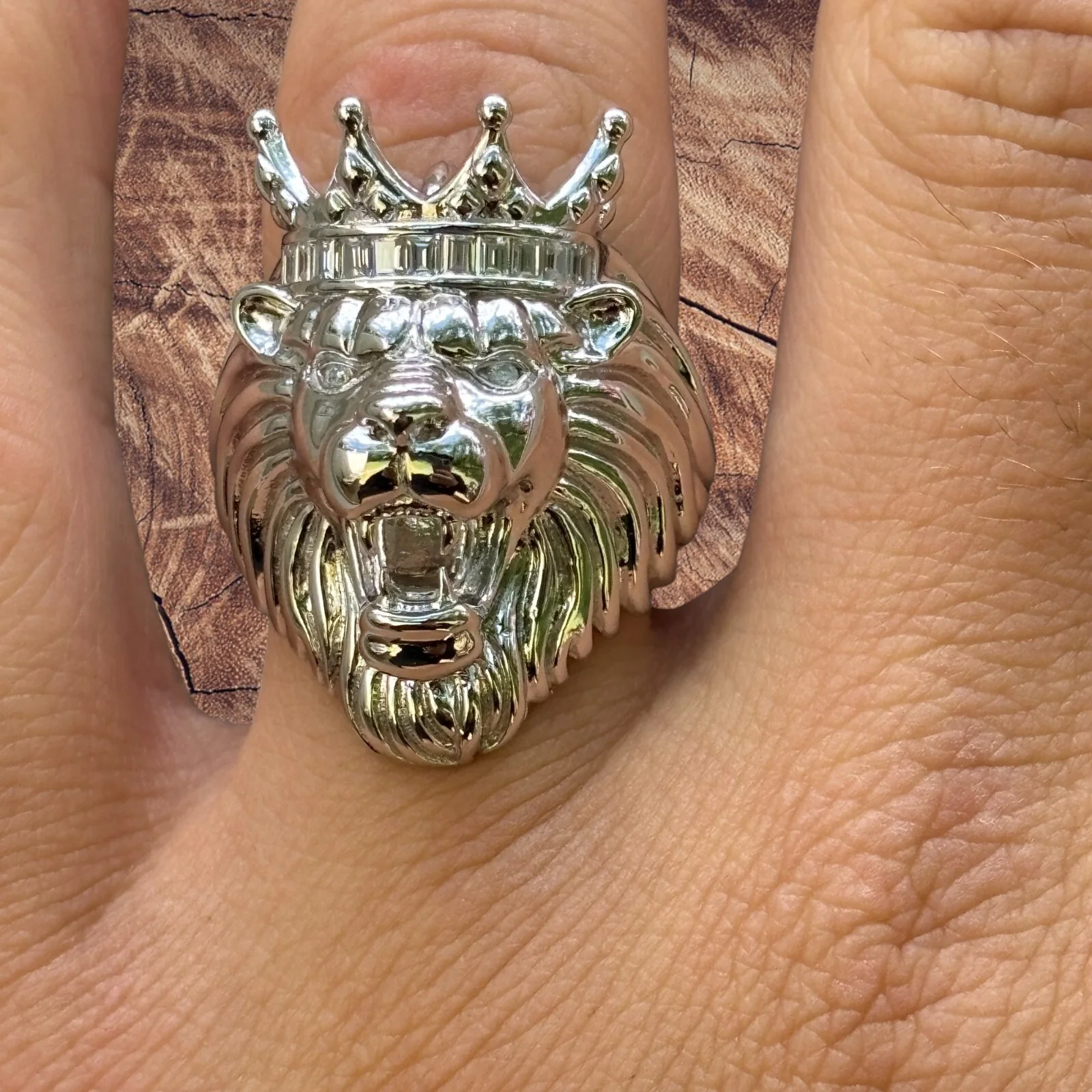 925 Sterling Silver King Lion Ring With Moissanite - Image 11