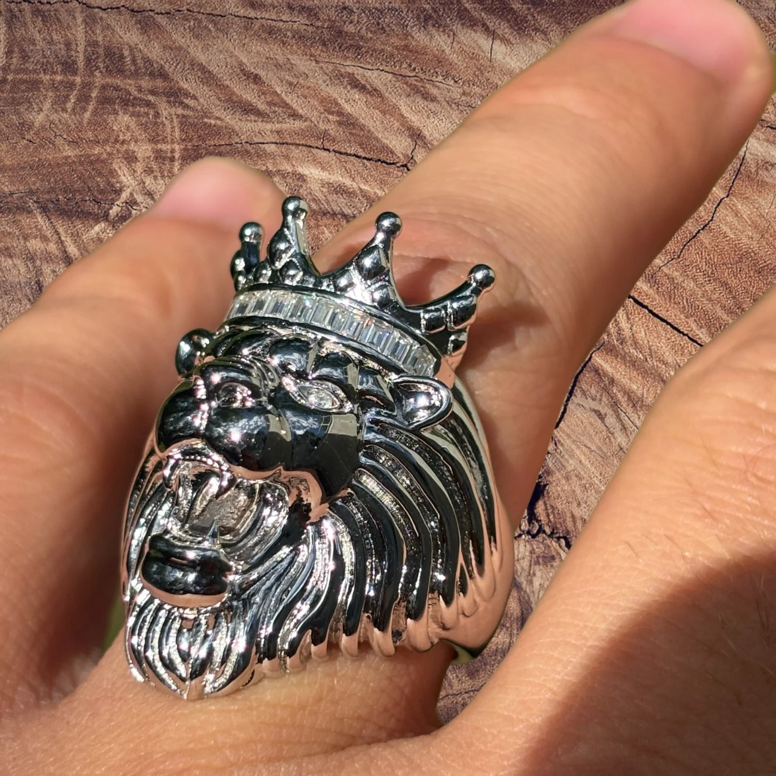 925 Sterling Silver King Lion Ring With Moissanite - Image 13