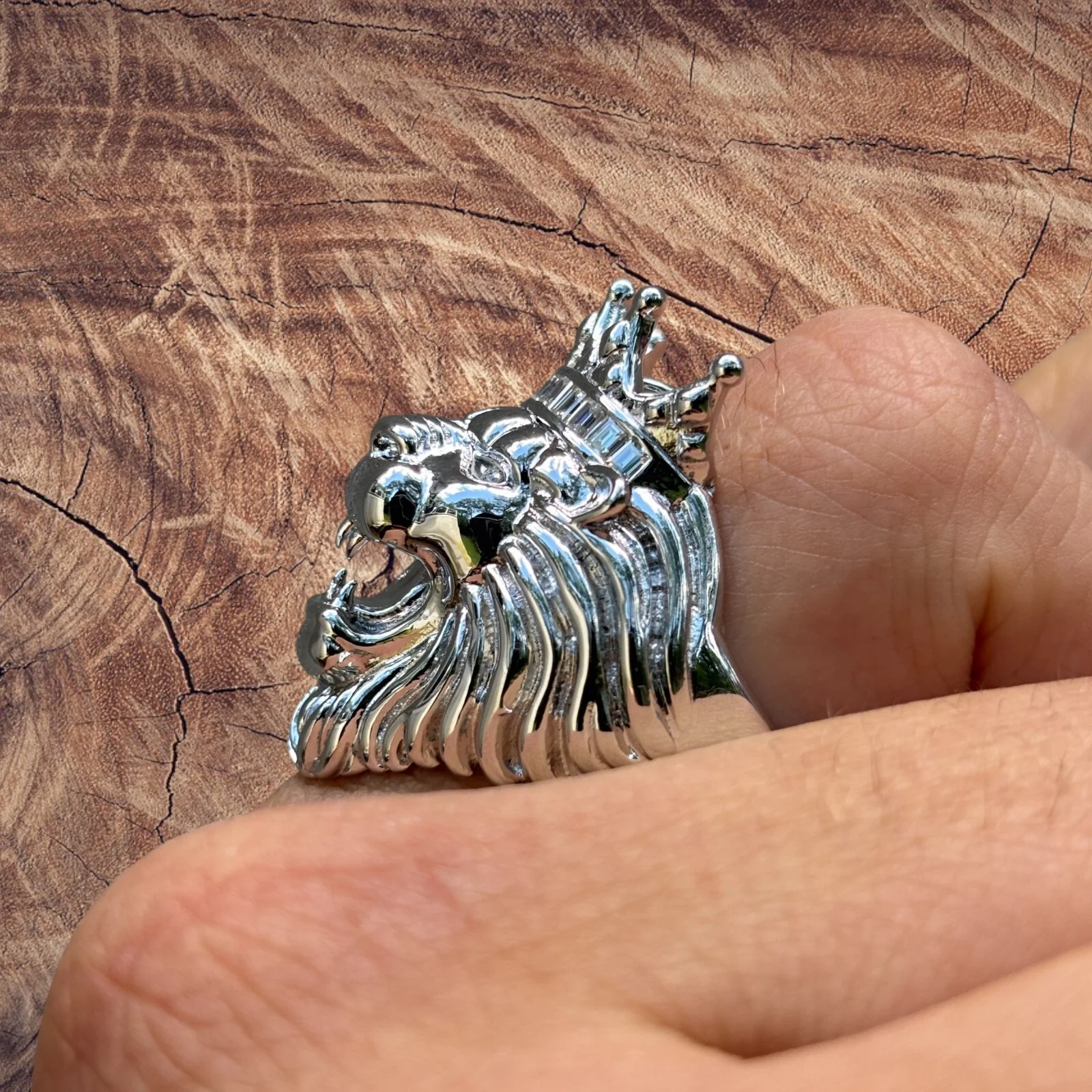 925 Sterling Silver King Lion Ring With Moissanite - Image 14