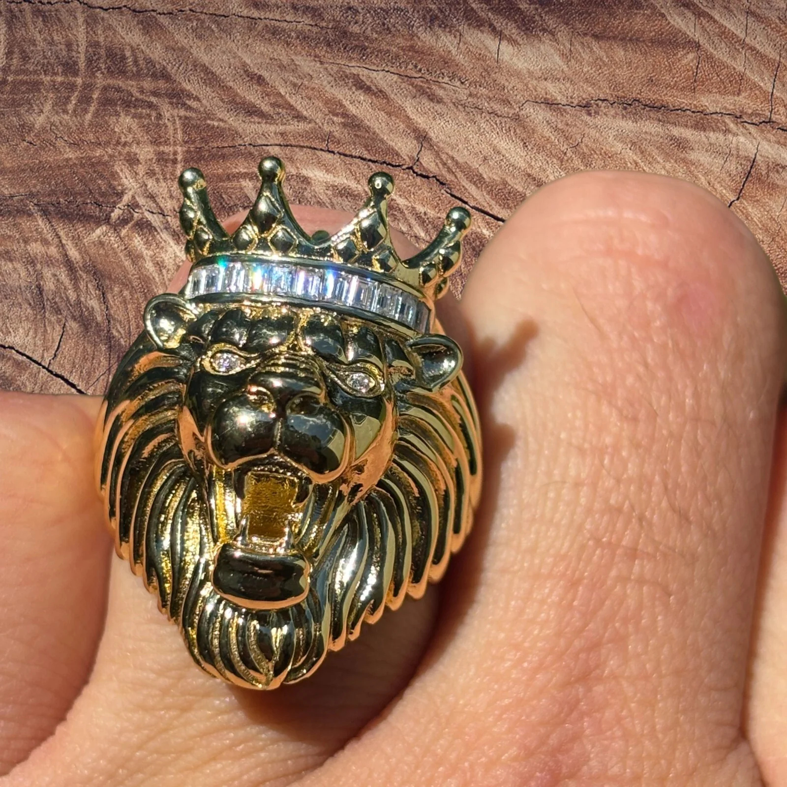 925 Sterling Silver King Lion Ring With Moissanite - Image 7