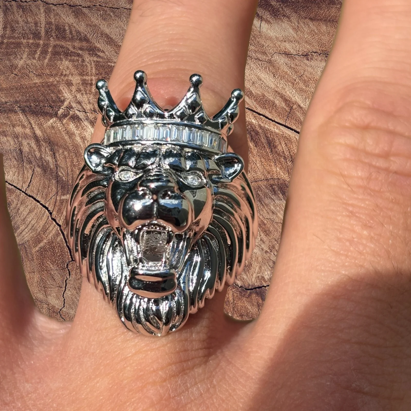 925 Sterling Silver King Lion Ring With Moissanite - Image 8