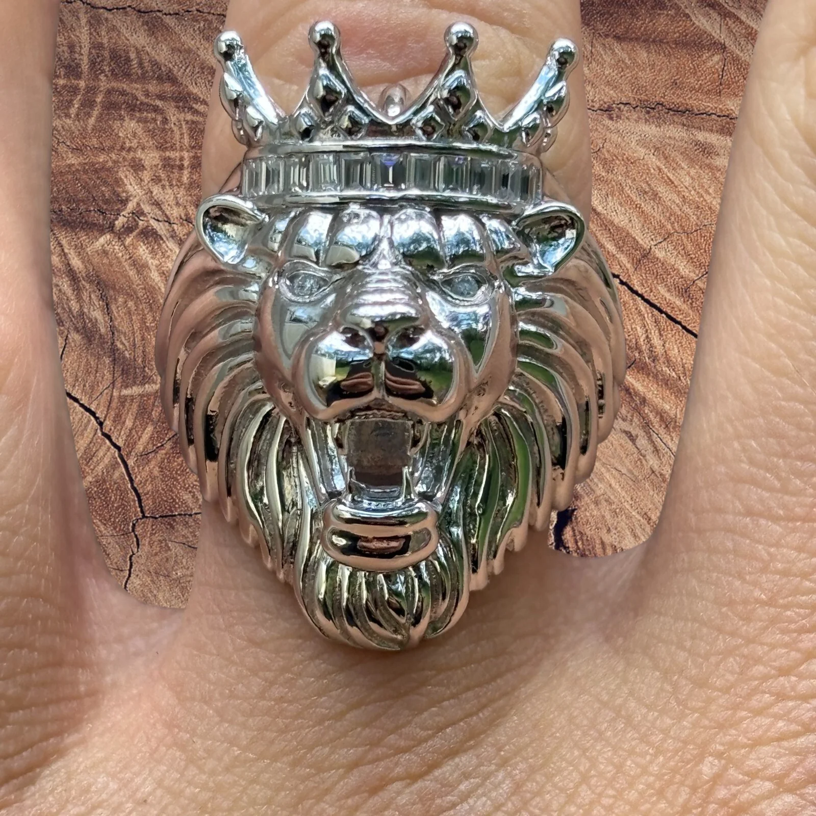 925 Sterling Silver King Lion Ring With Moissanite - Image 9