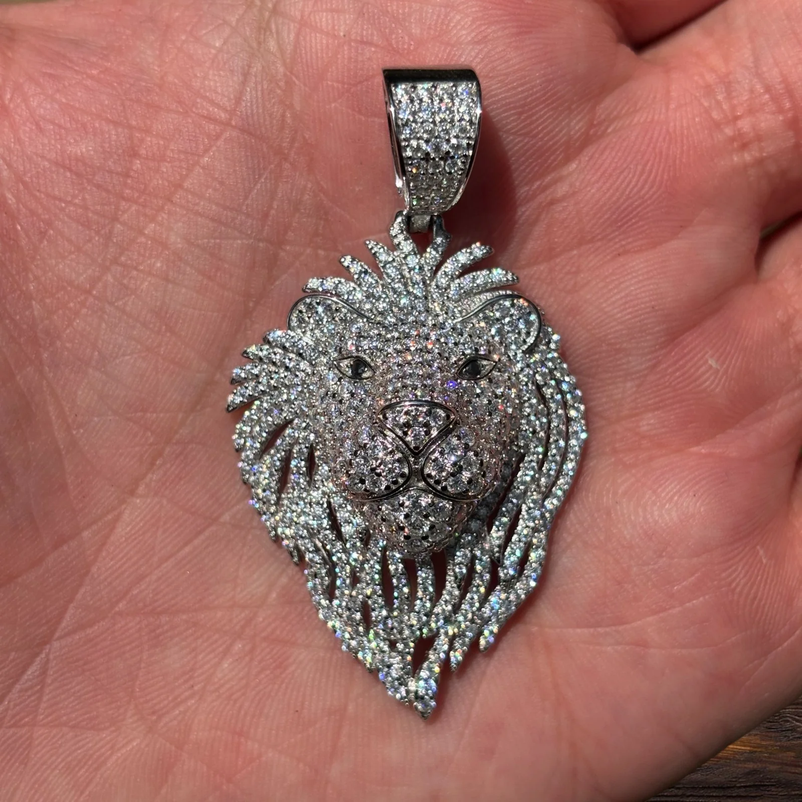 925 Sterling Silver Lion Pendant With Moissanite - Image 6