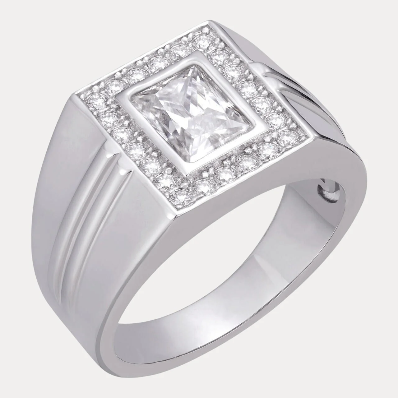 925 Sterling Silver Baguette Cut Ring With Moissanite