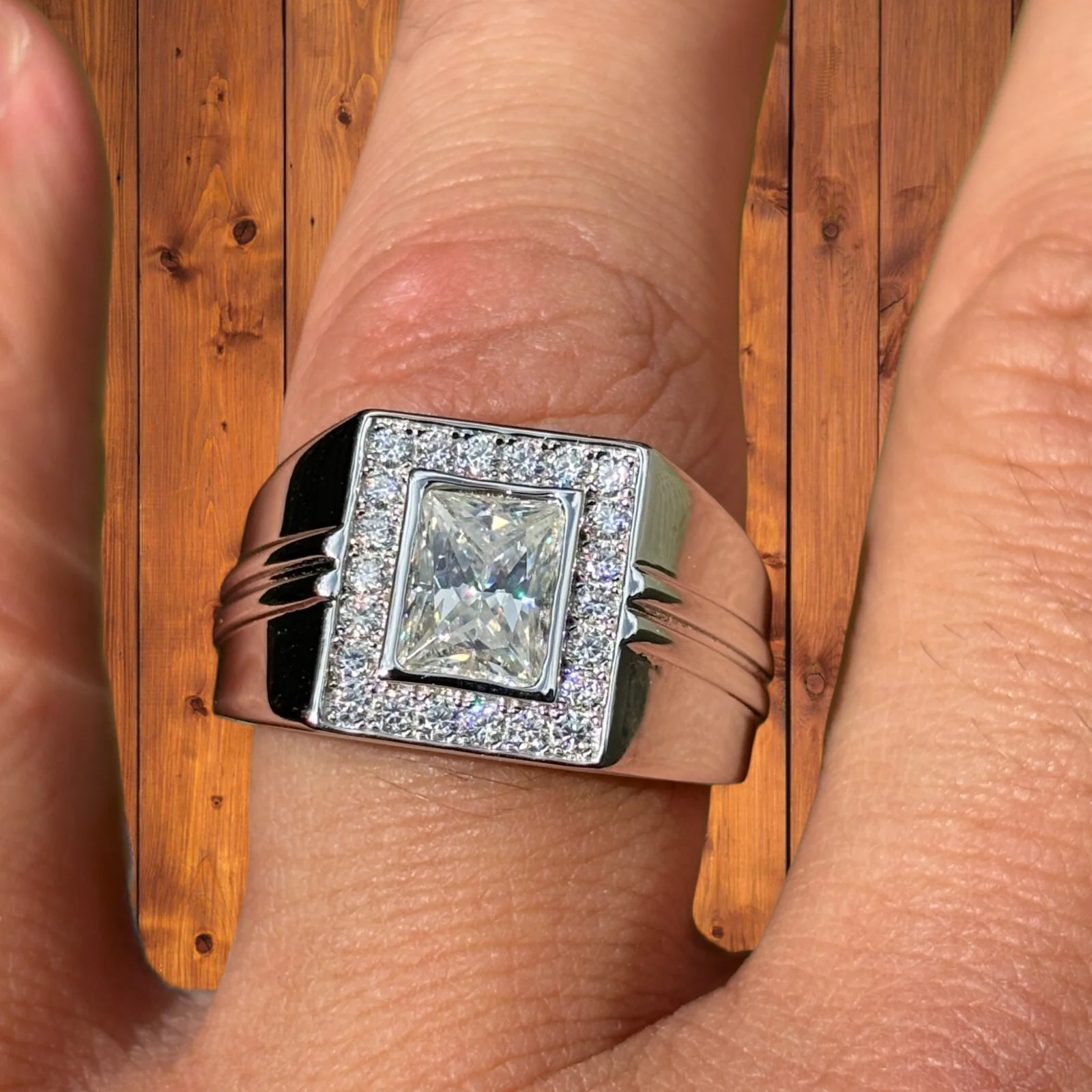 925 Sterling Silver Baguette Cut Ring With Moissanite - Image 2