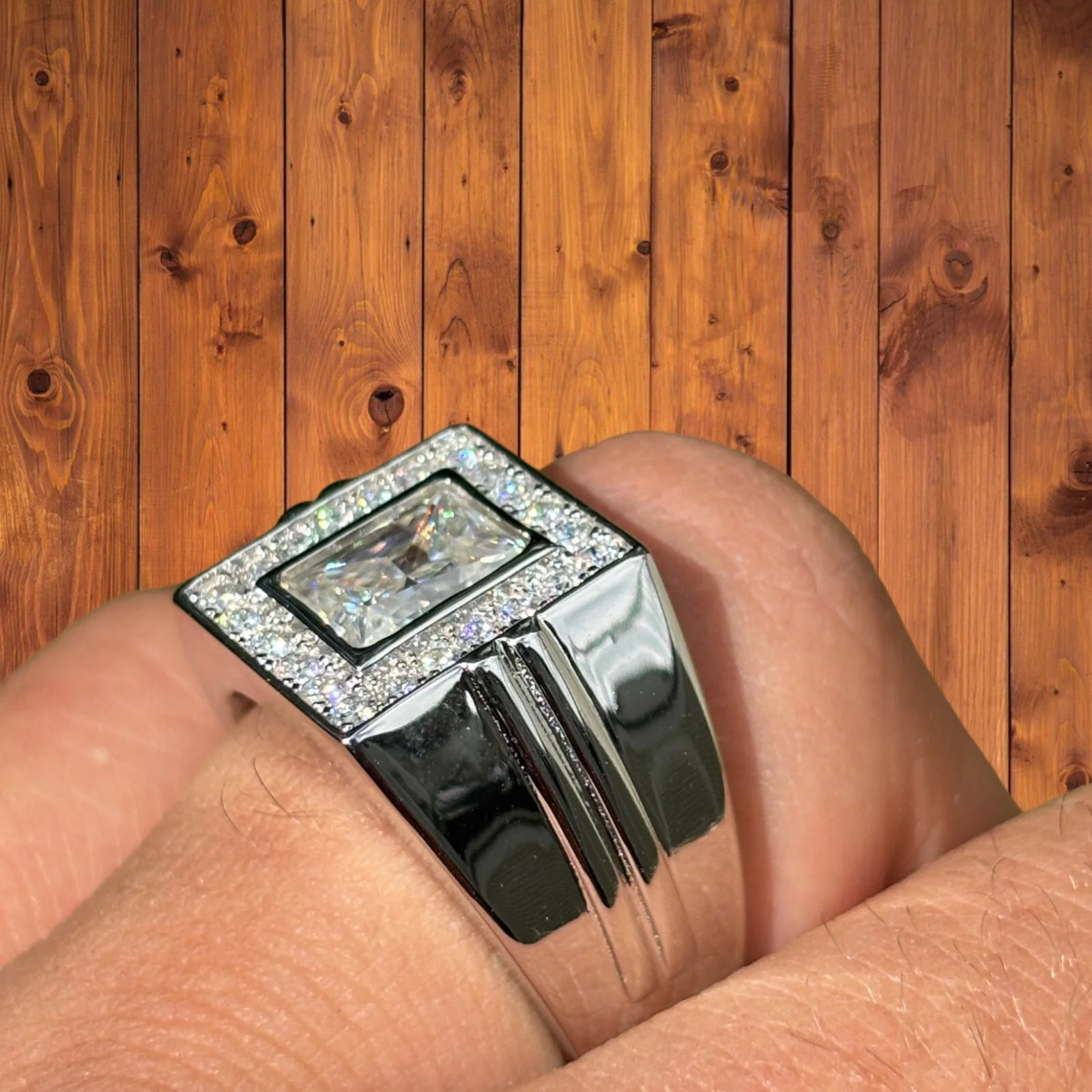 925 Sterling Silver Baguette Cut Ring With Moissanite - Image 3
