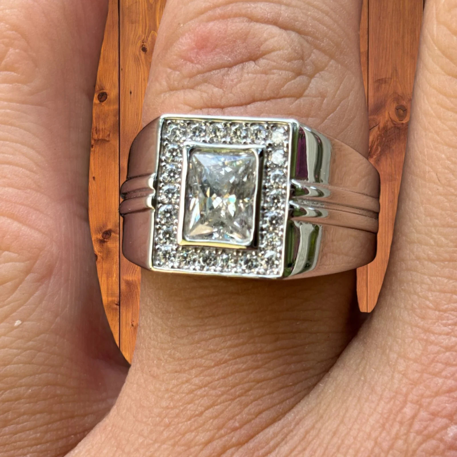 925 Sterling Silver Baguette Cut Ring With Moissanite - Image 4