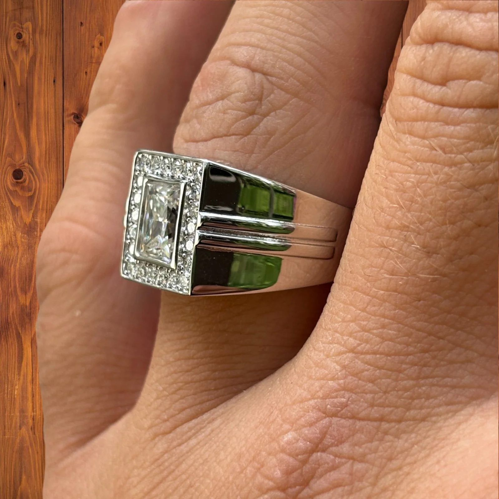 925 Sterling Silver Baguette Cut Ring With Moissanite - Image 5