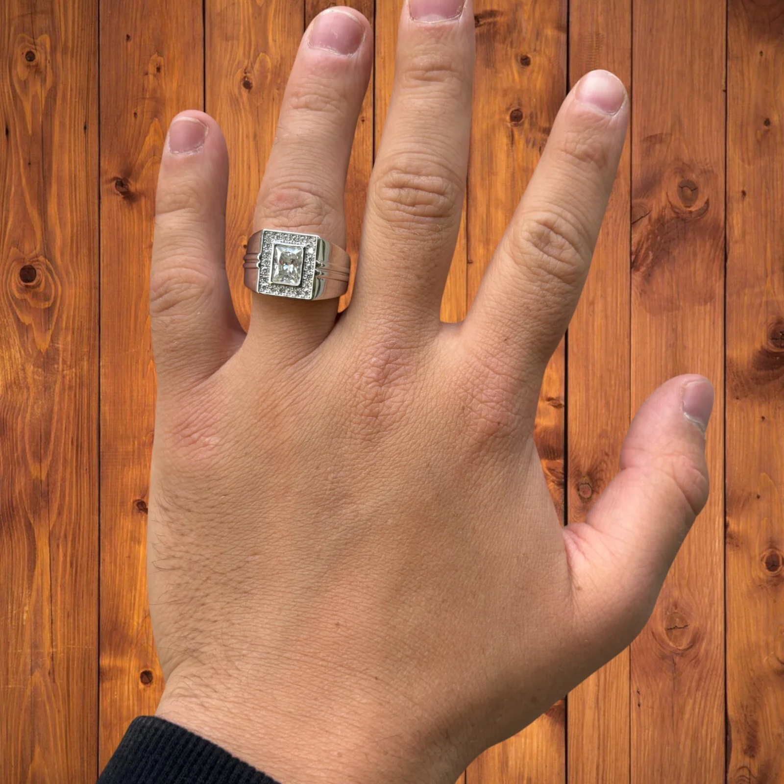 925 Sterling Silver Baguette Cut Ring With Moissanite - Image 6