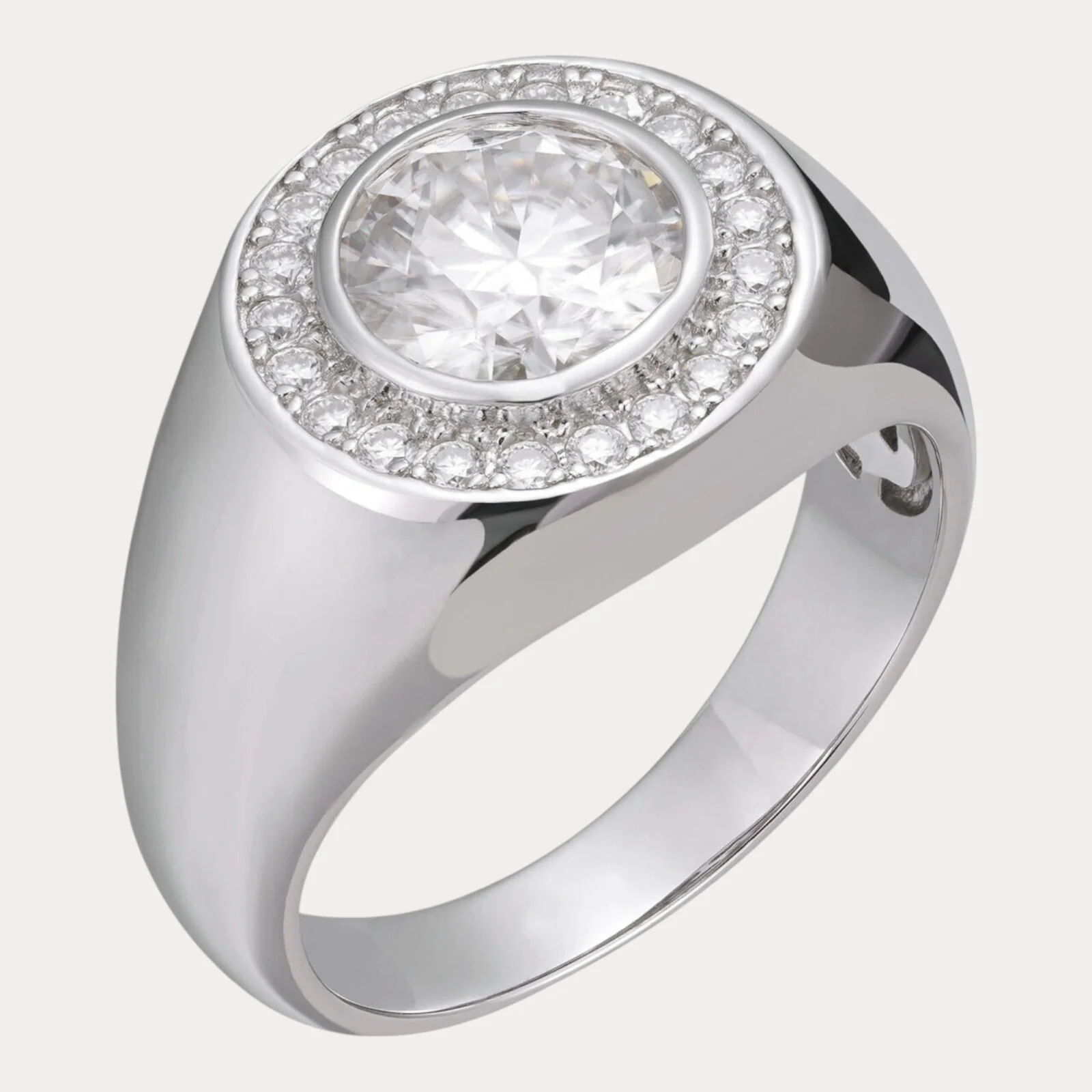 925 Sterling Silver Round Brilliant Cut Ring With Moissanite
