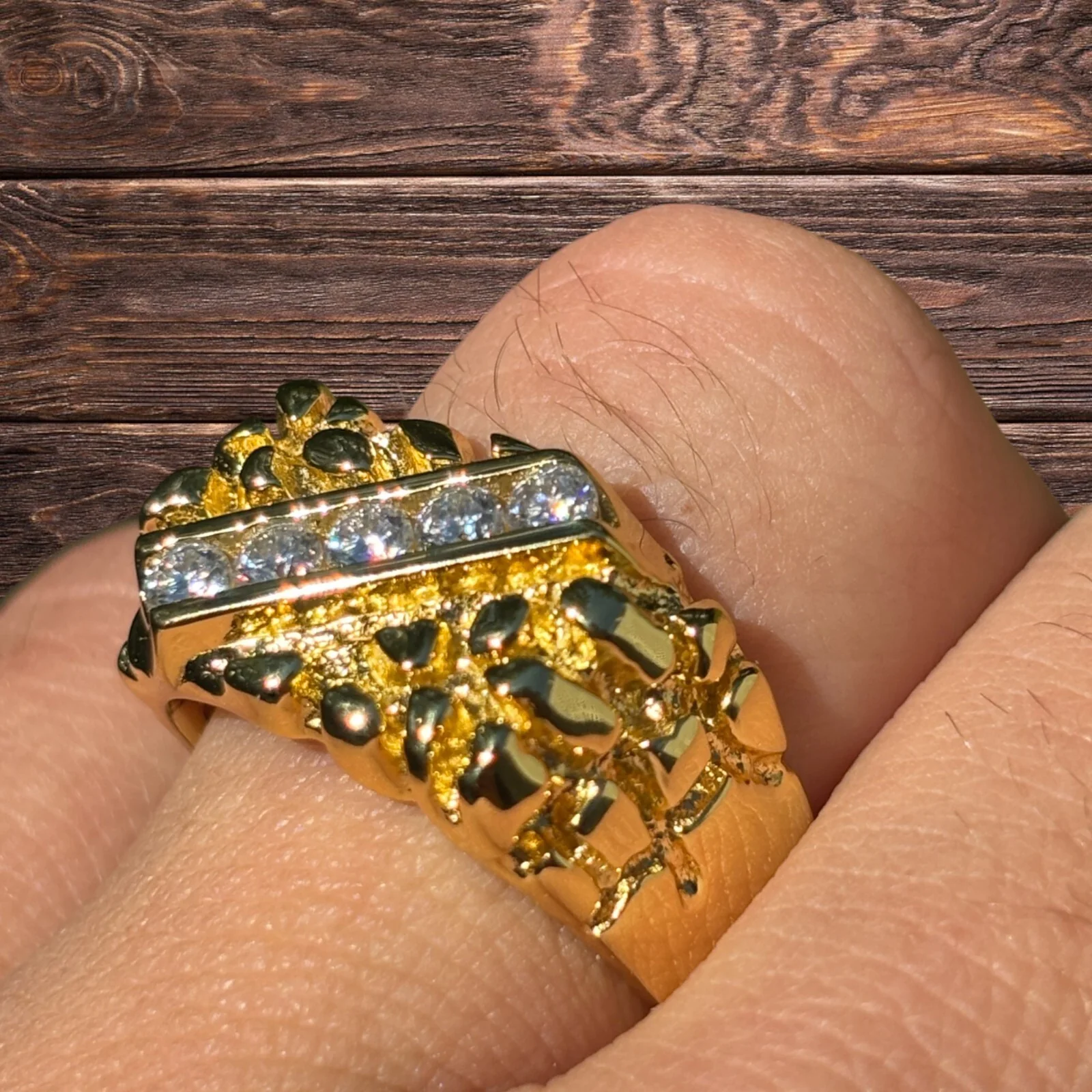 925 Sterling Silver Nugget Ring Iced With Moissanite - Image 13