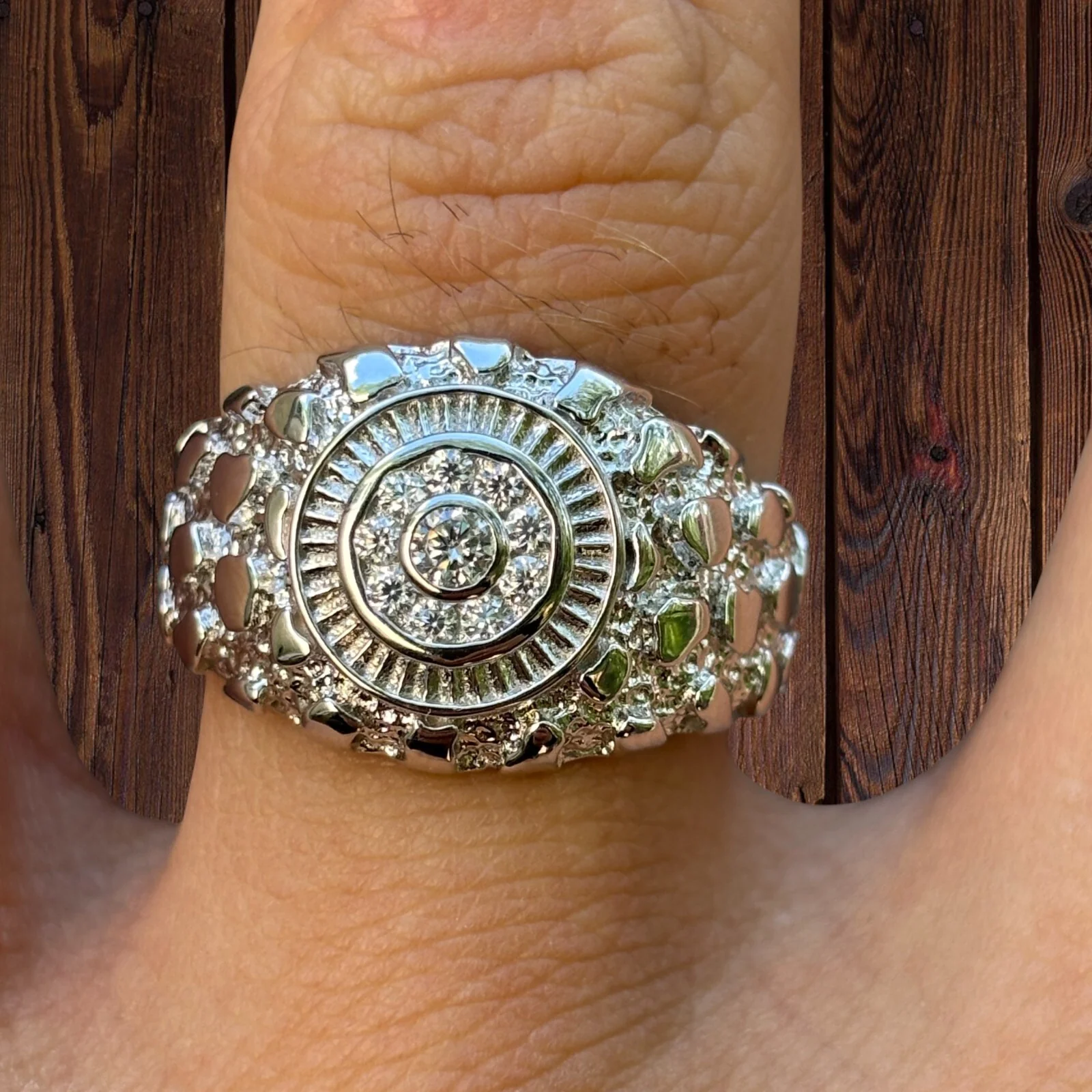 925 Sterling Silver Nugget Ring With Moissanite - Image 3