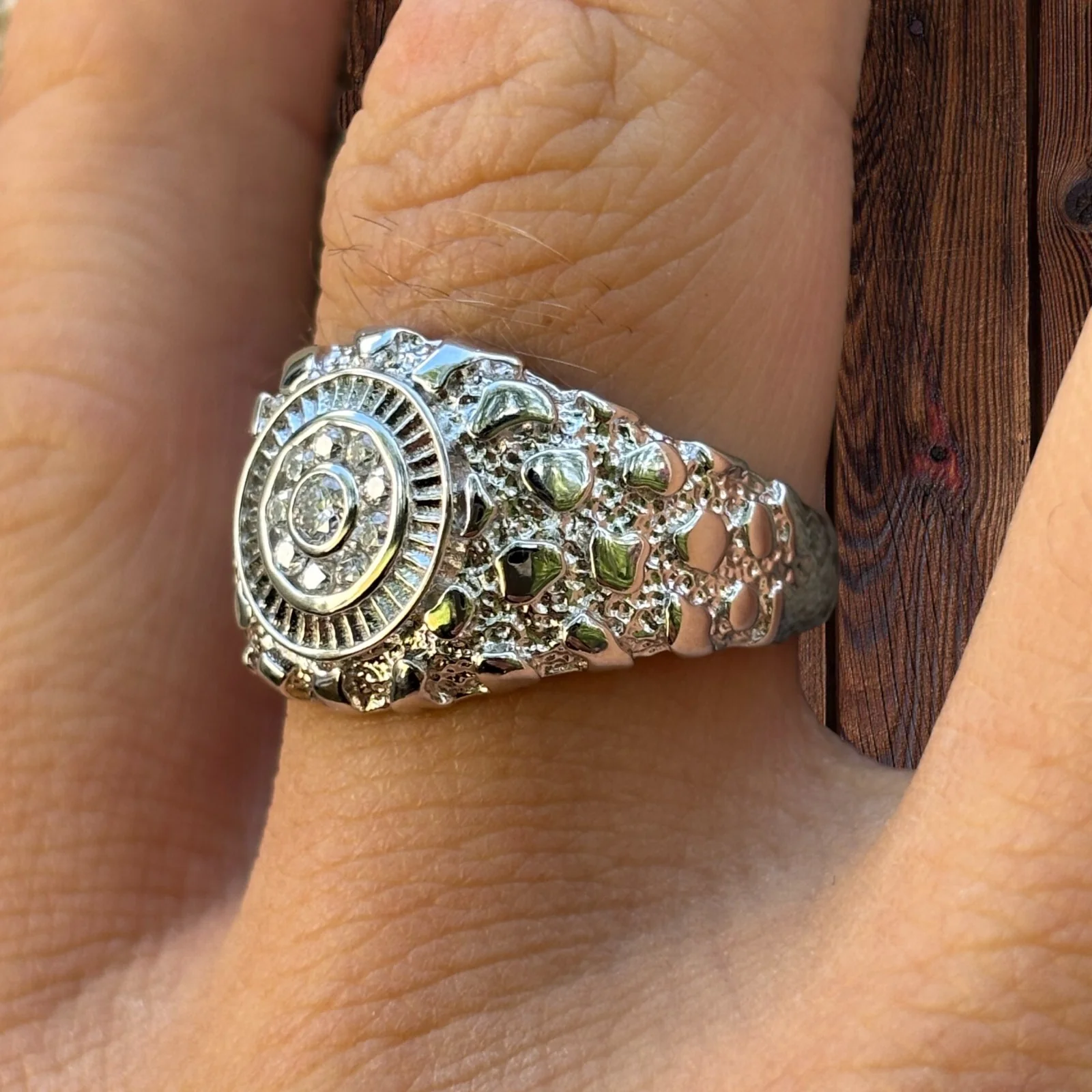 925 Sterling Silver Nugget Ring With Moissanite - Image 4
