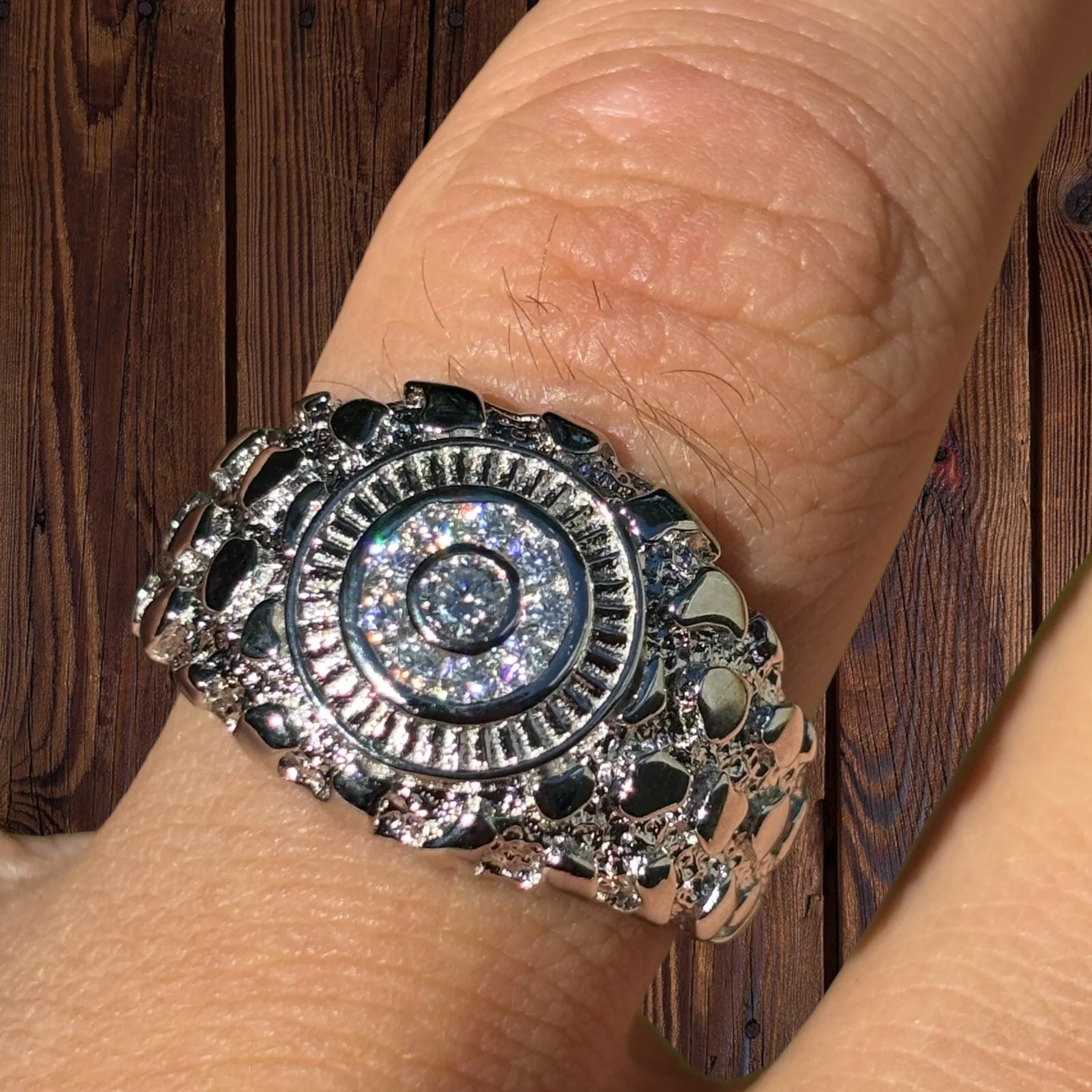 925 Sterling Silver Nugget Ring With Moissanite - Image 5