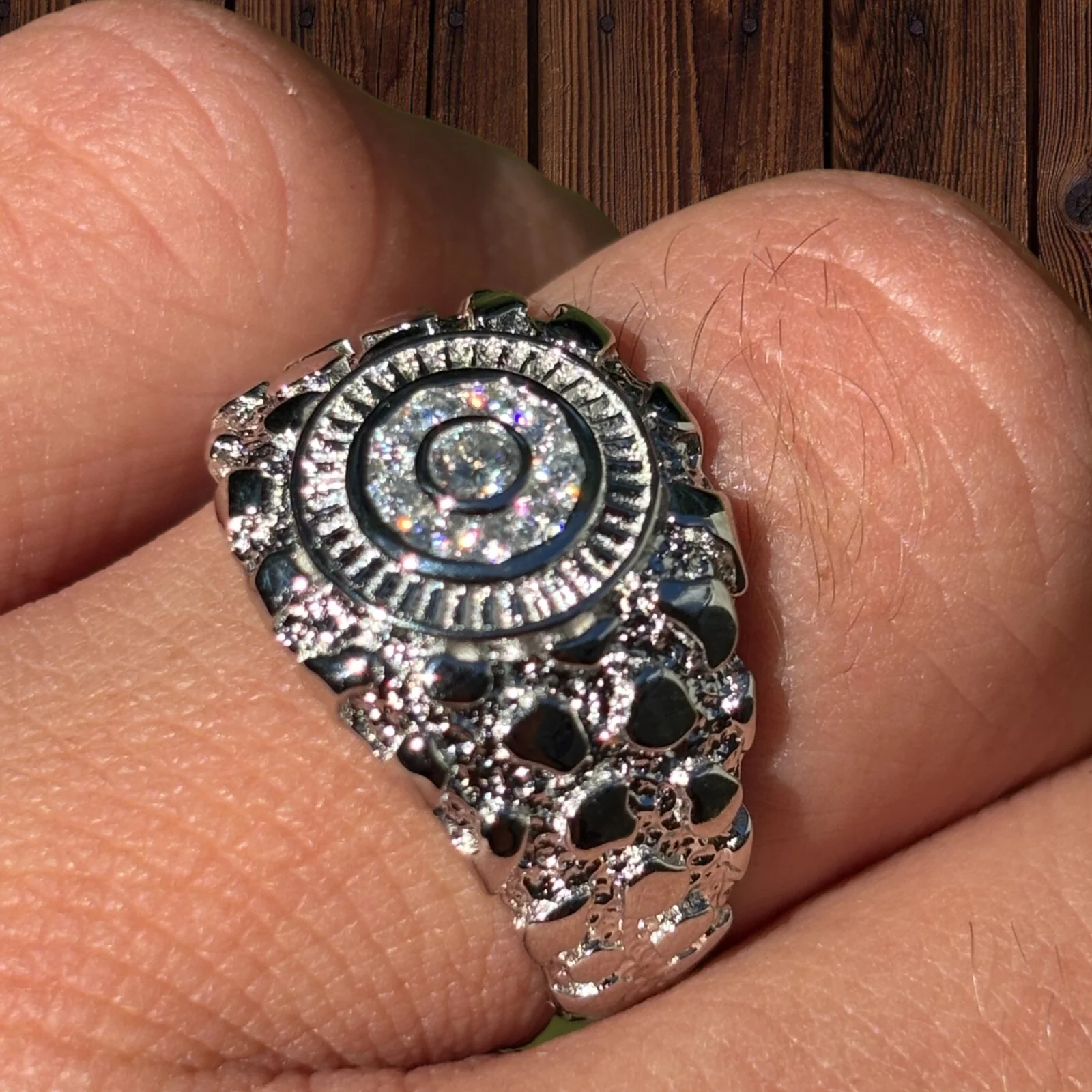 925 Sterling Silver Nugget Ring With Moissanite - Image 6