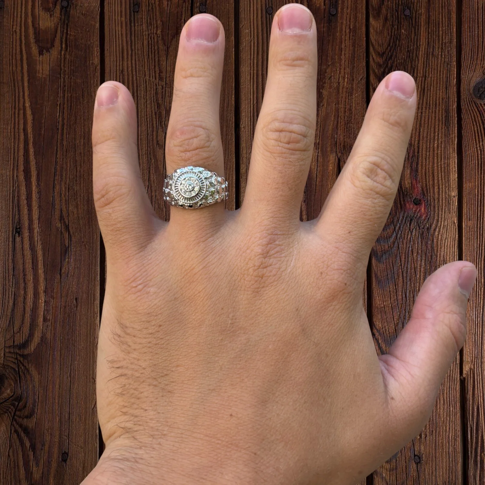 925 Sterling Silver Nugget Ring With Moissanite - Image 7